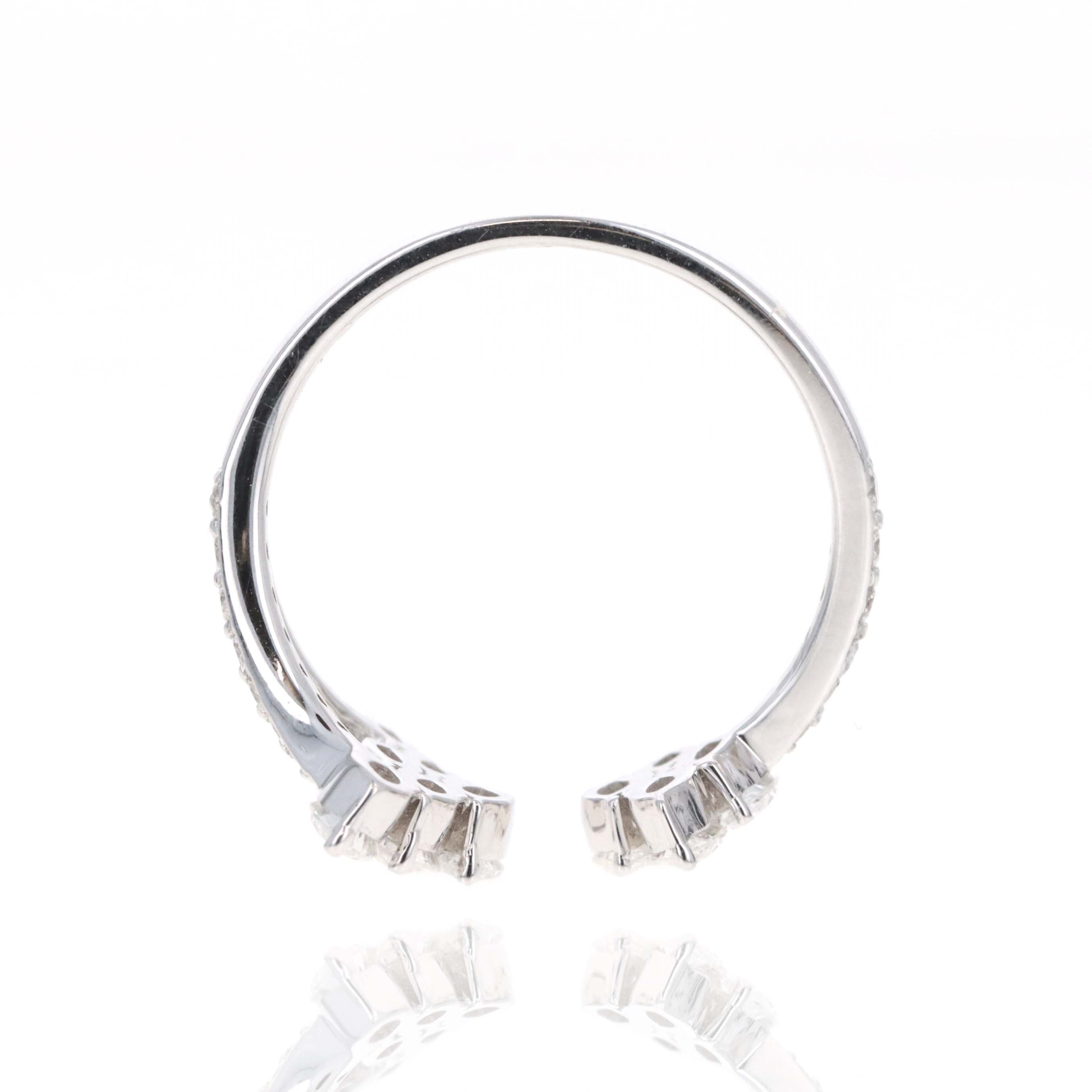 14K White Gold 1.65 Carat Marquise Diamond Cluster Open Ring