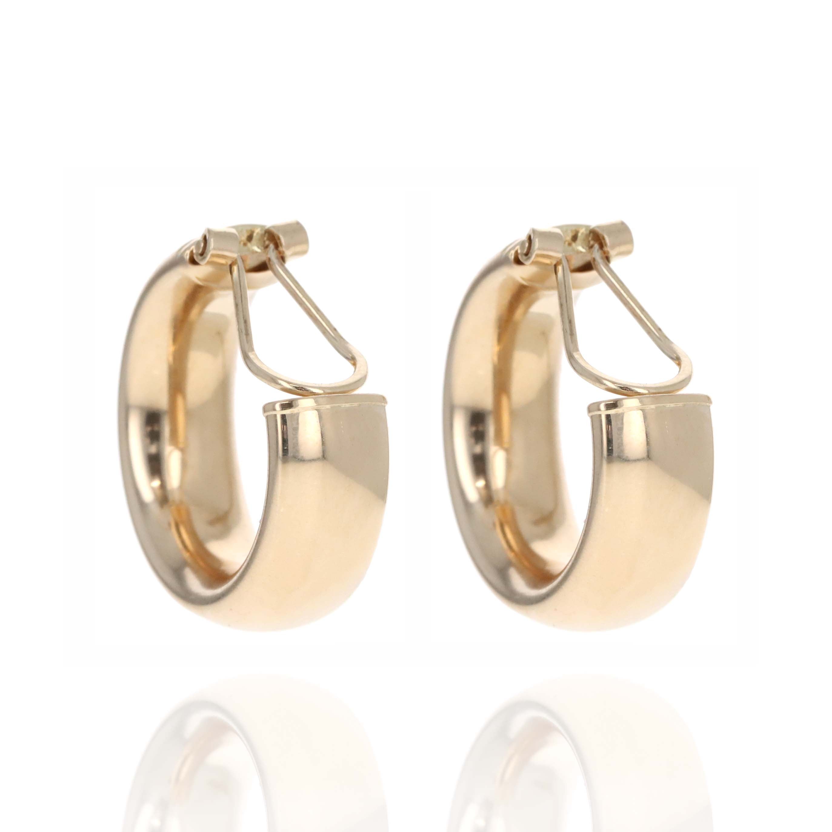 14K Yellow Gold Clip On Hollow Hoops - Queen May