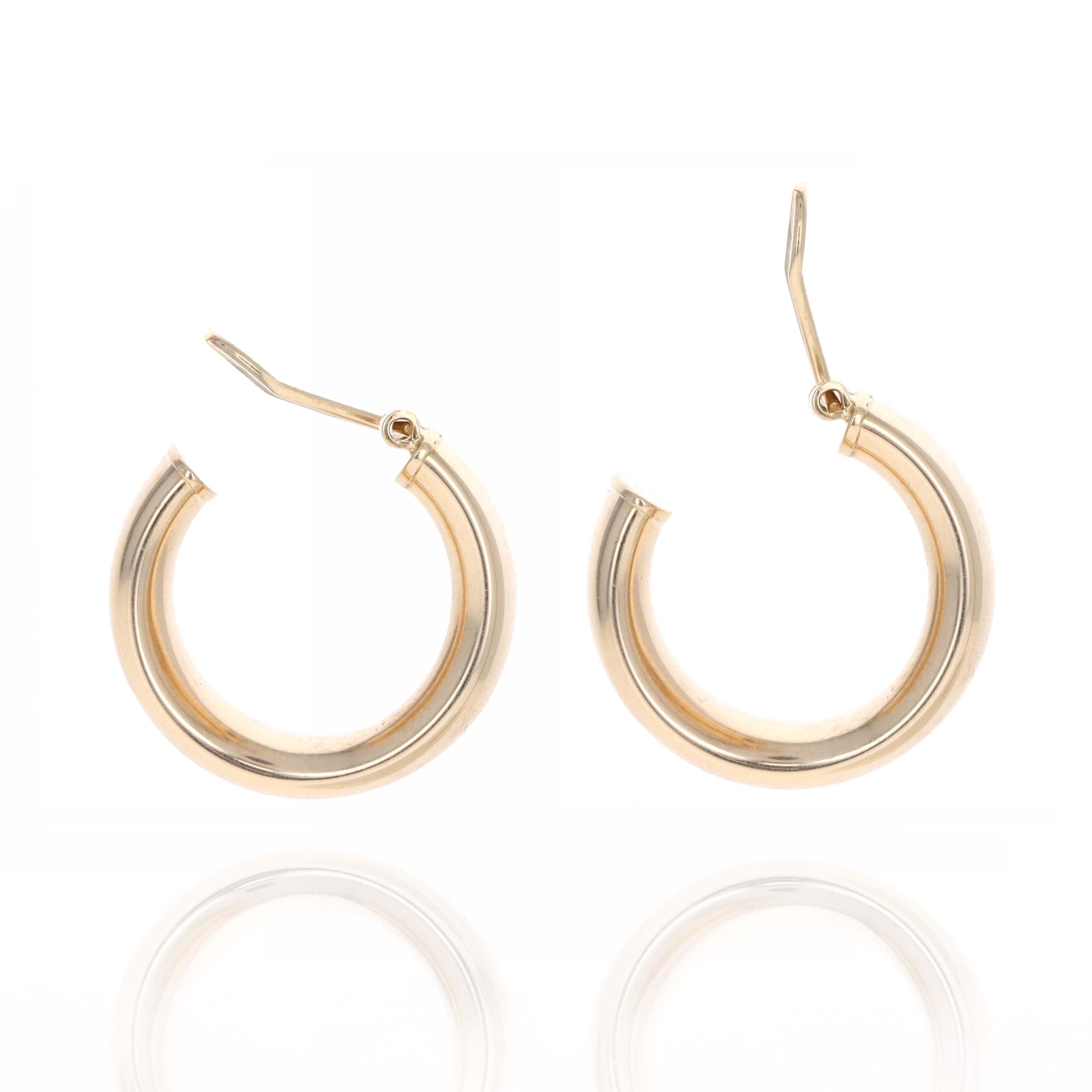 14K Yellow Gold Clip On Hollow Hoops - Queen May