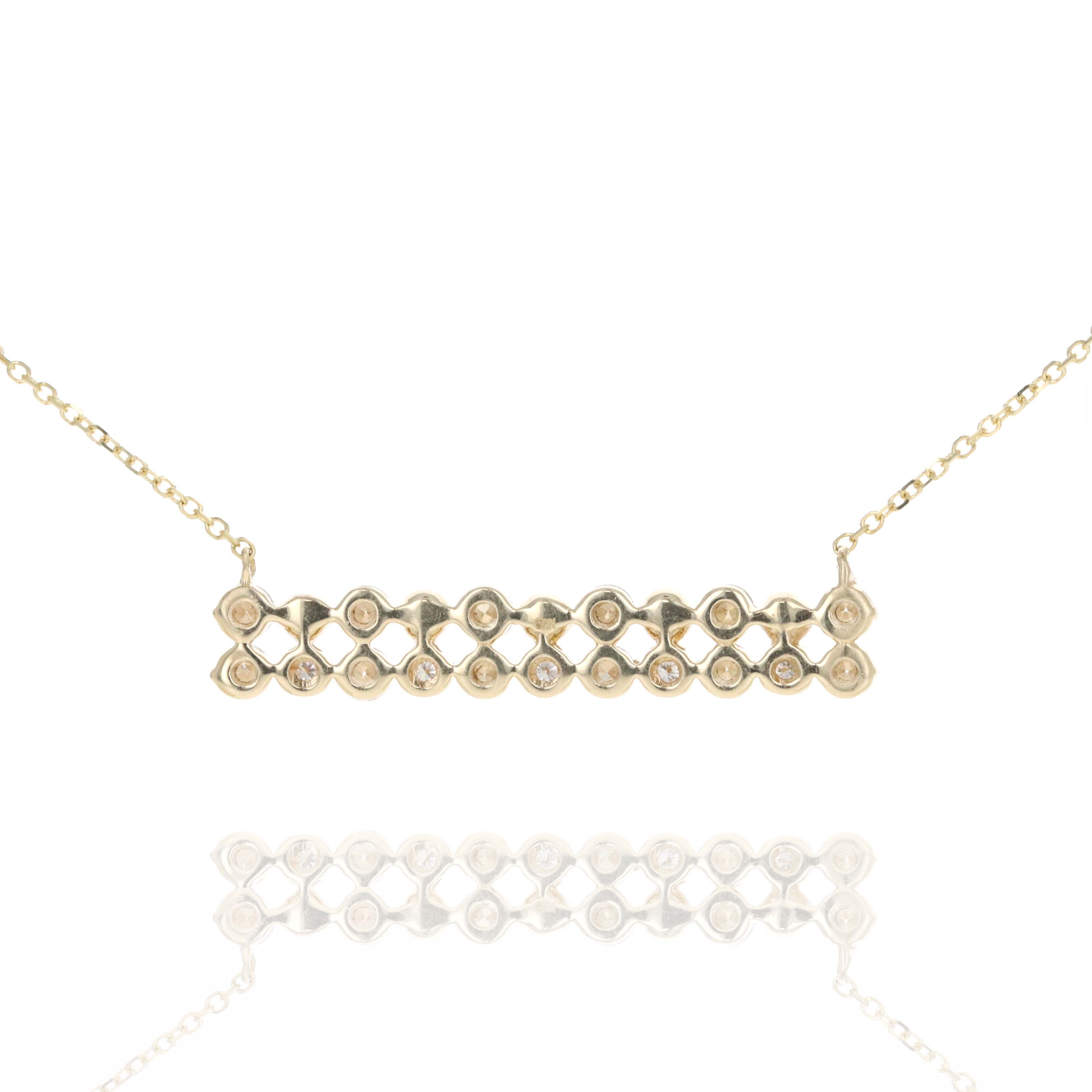 14K Yellow Gold 0.67 Carat Diamond Bar Pendant Necklace