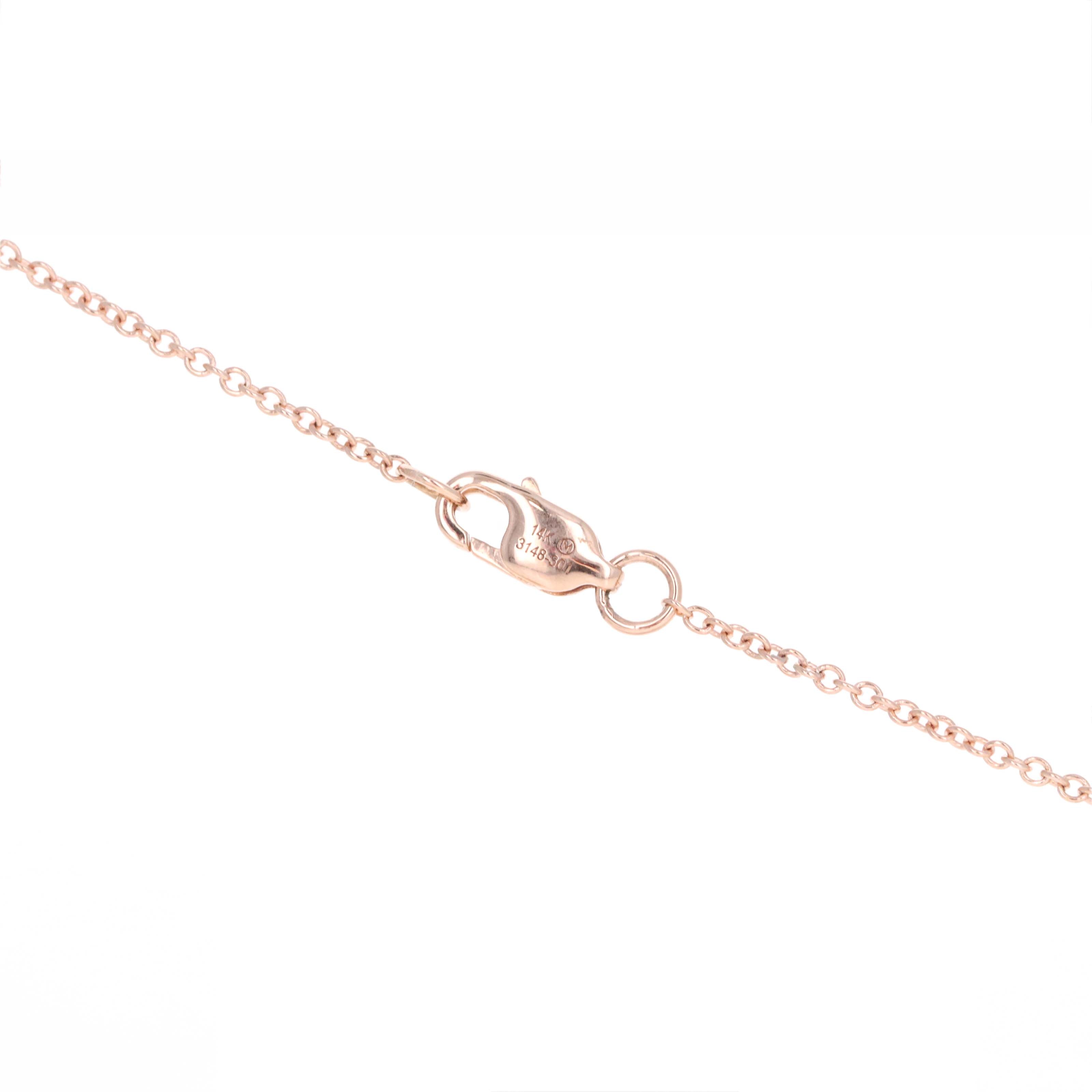 14K Rose Gold Ruby Diamond Interlocking Circle Pendant Necklace