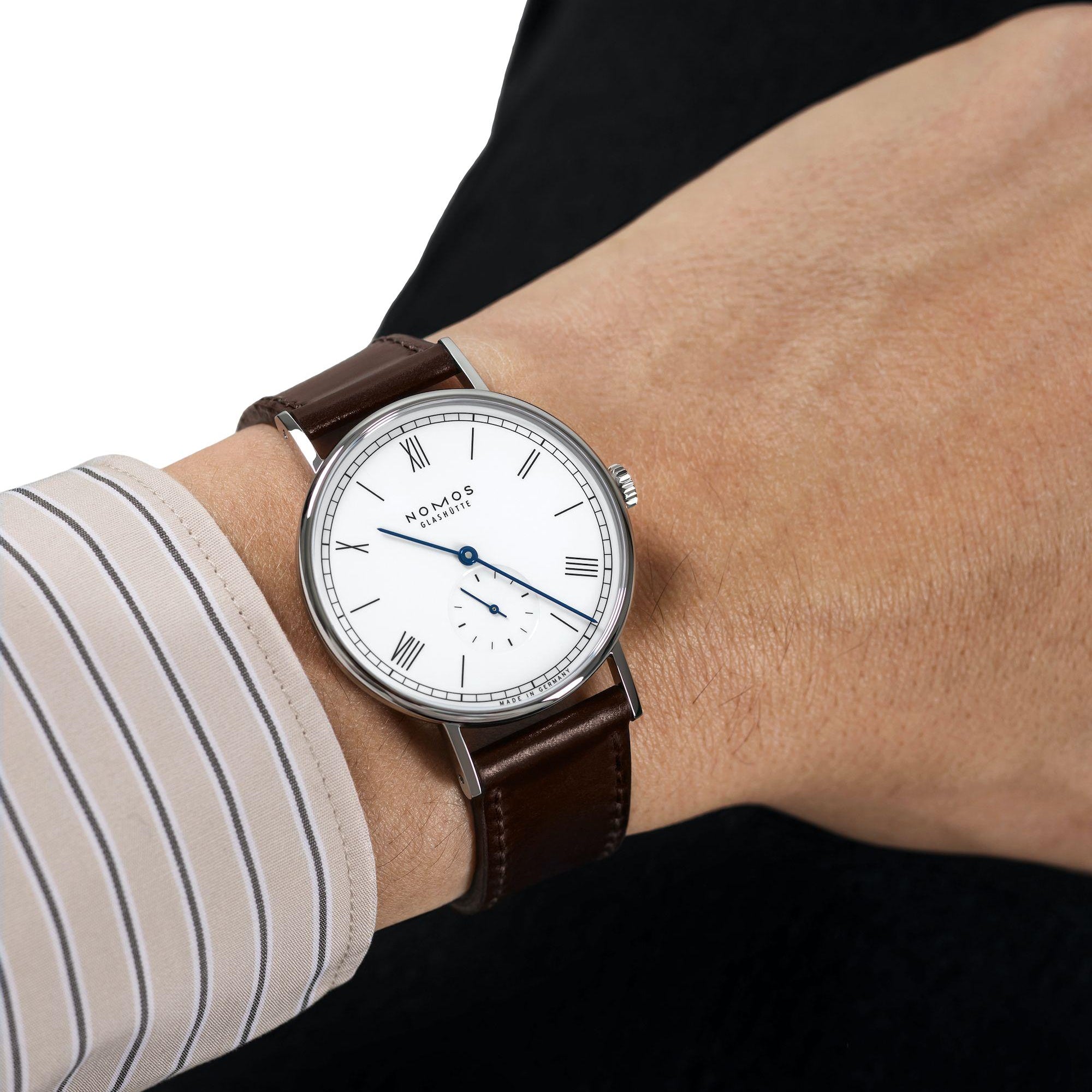 Nomos Glashütte Ludwig 38 Enamel White Sapphire Crystal Back - Queen May