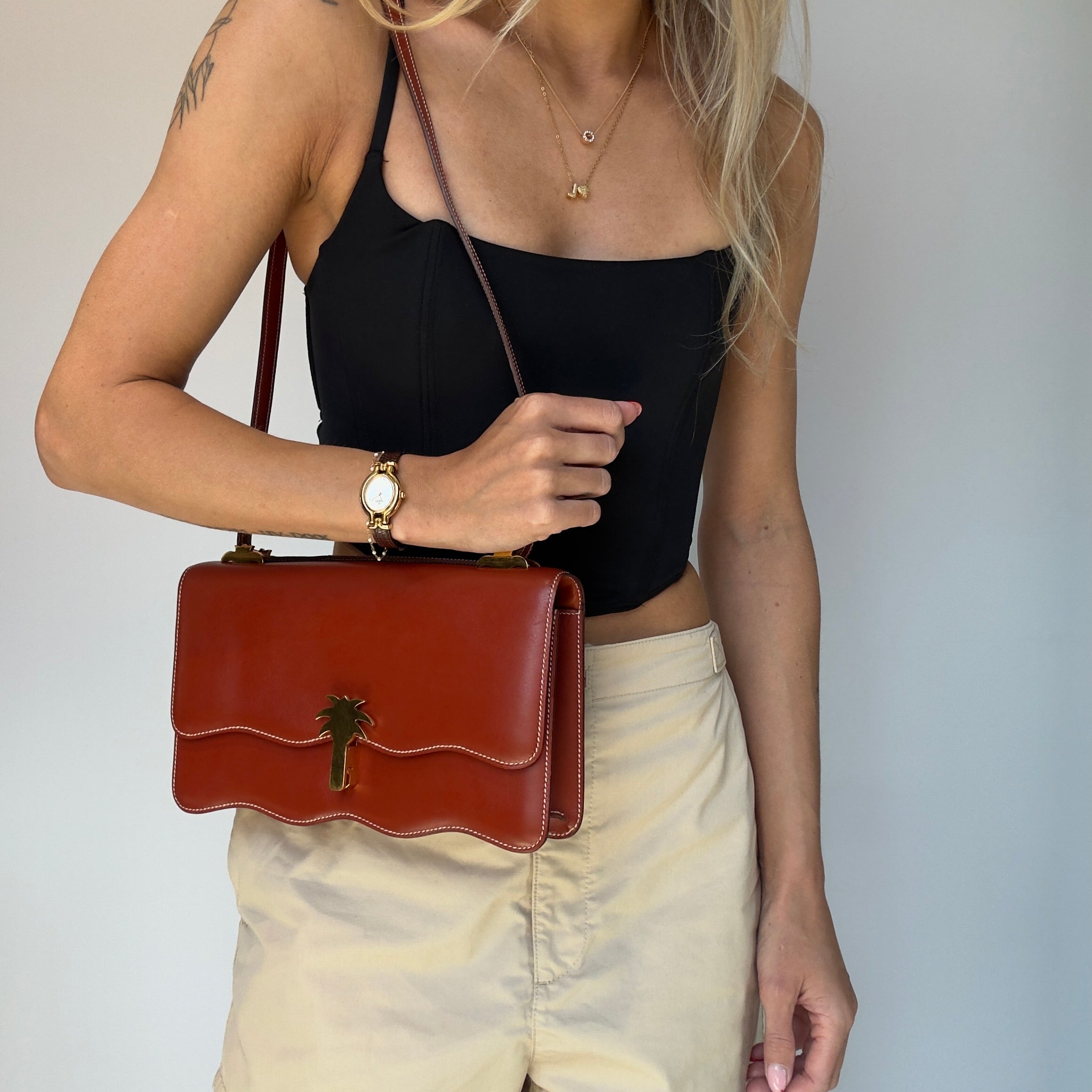 Hermes Rare 1988 Palm Tree Shoulder Bag
