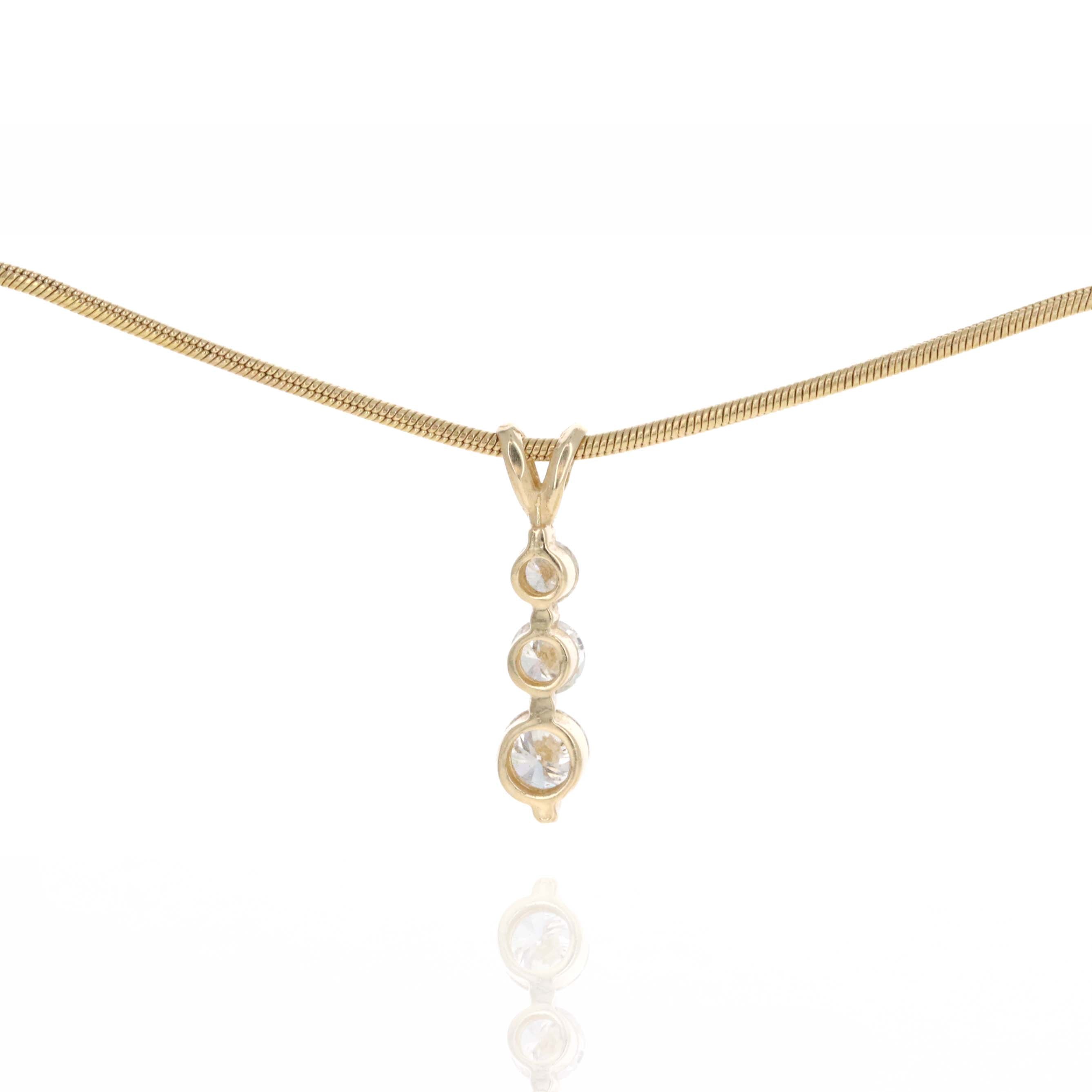 14K Yellow Gold 0.55 Carat Diamond Three Stone Drop Pendant - Queen May