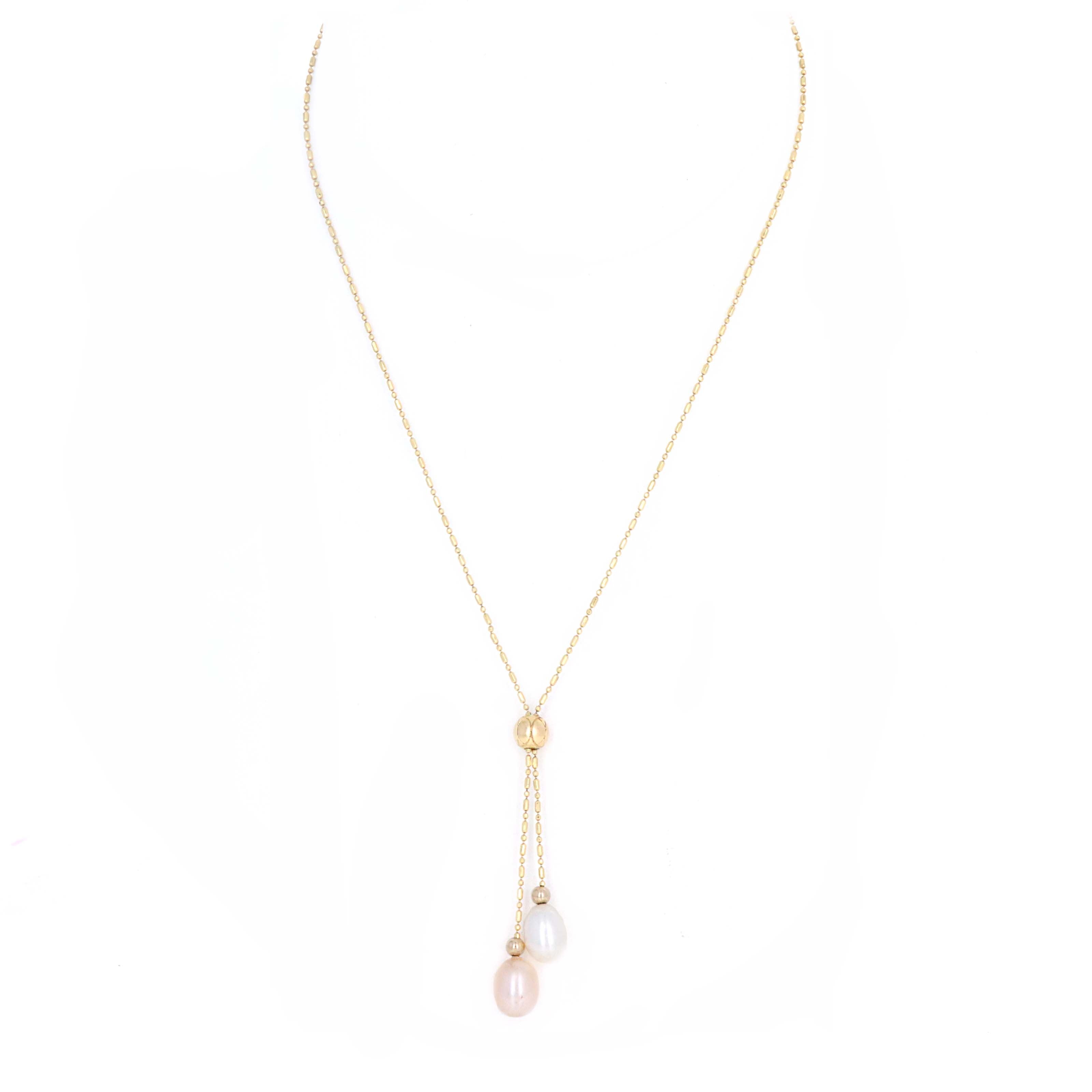 18K Yellow Gold Cultured Pearl Bead Necklace - Queen May
