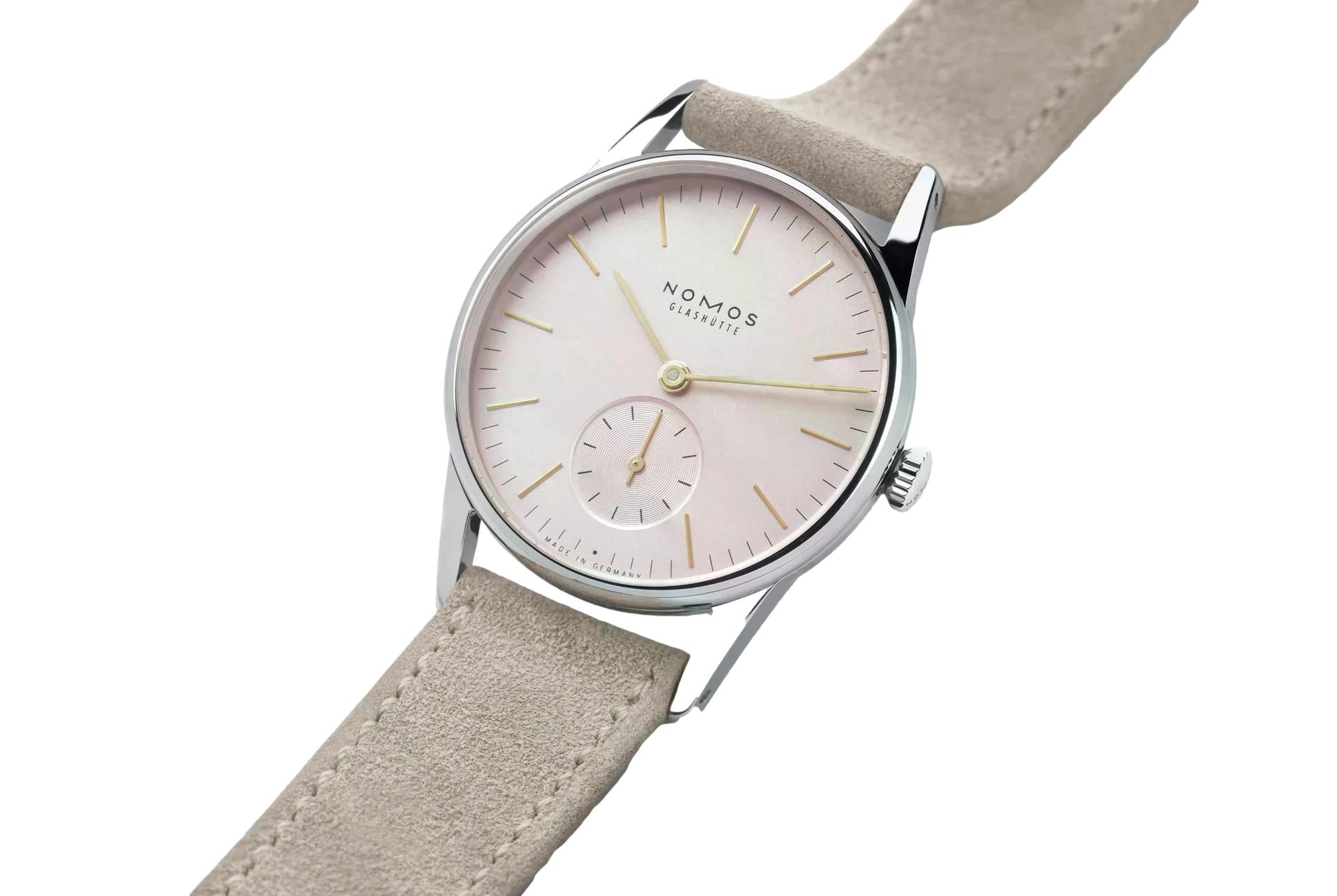 Nomos Glashütte Orion 33 Rose Sapphire Crystal Back - Queen May