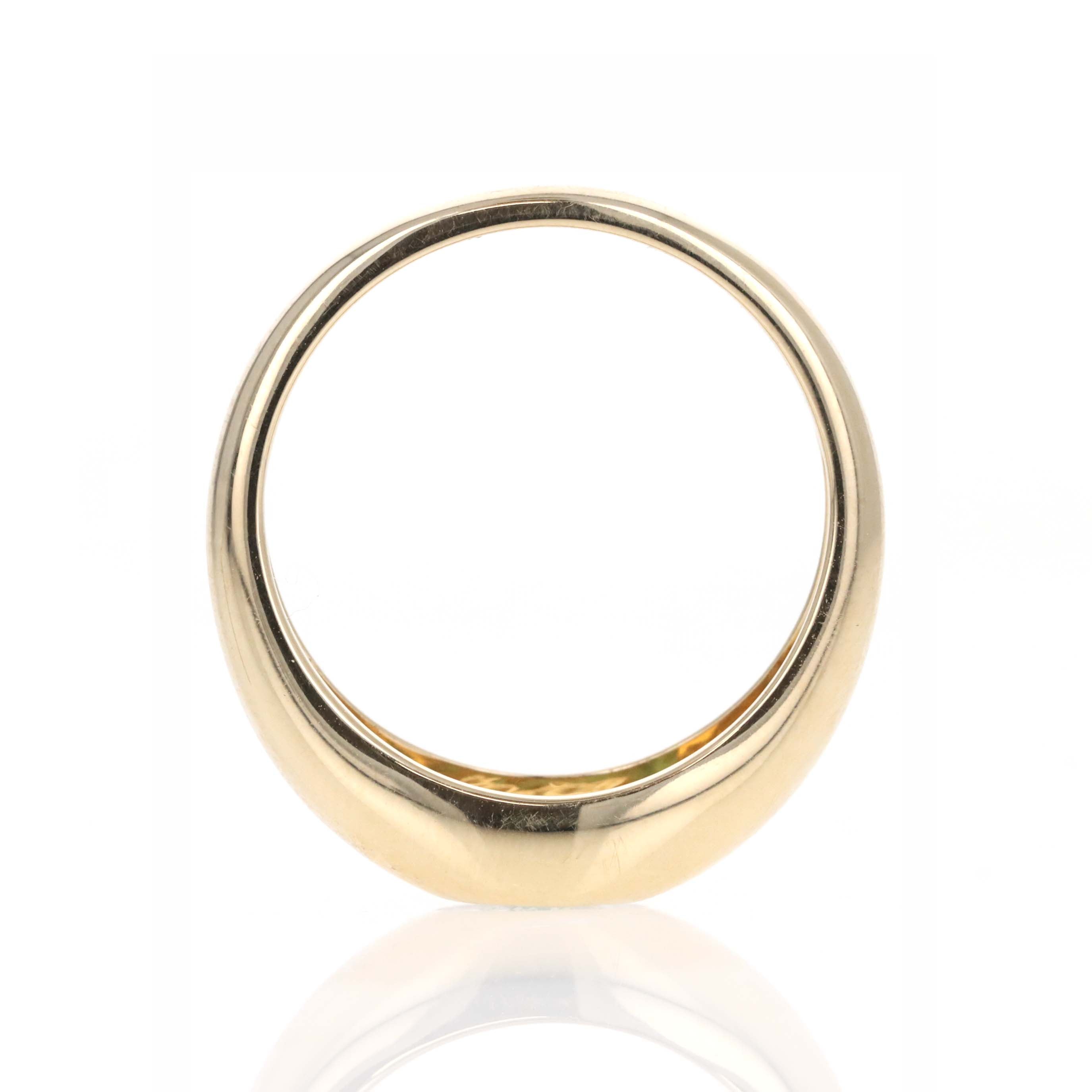 14K Yellow Gold Round Emerald Diamond Halo Signet Ring - Queen May
