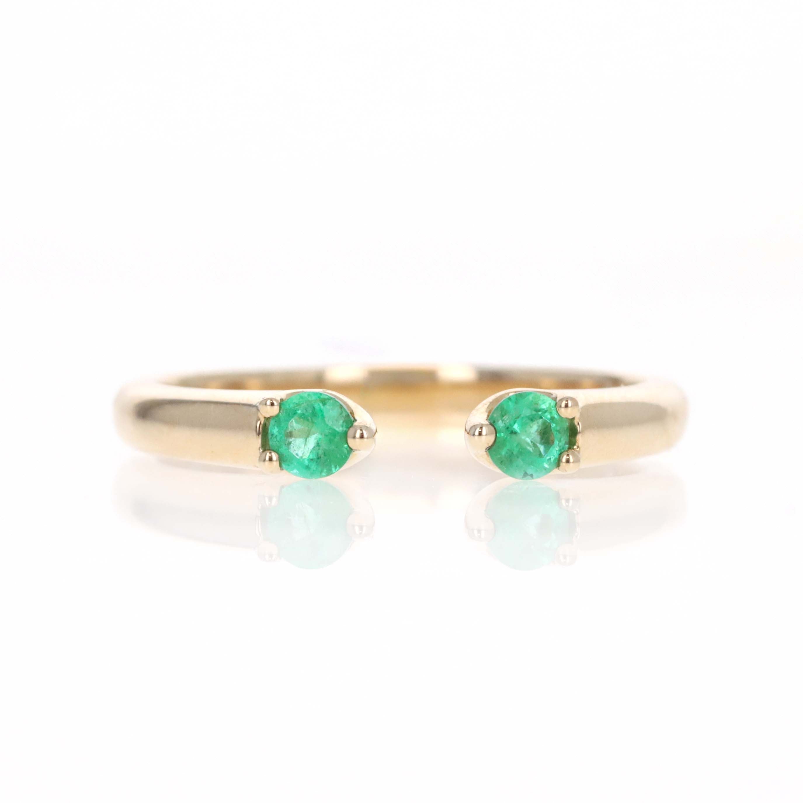 14K Yellow Gold Emerald Open Ring