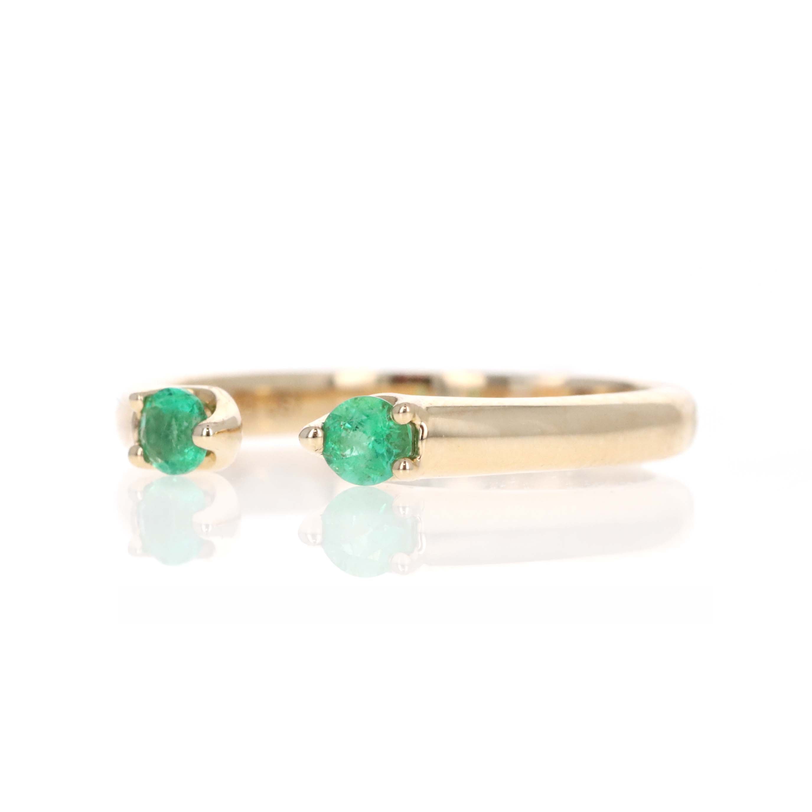 14K Yellow Gold Emerald Open Ring - Queen May