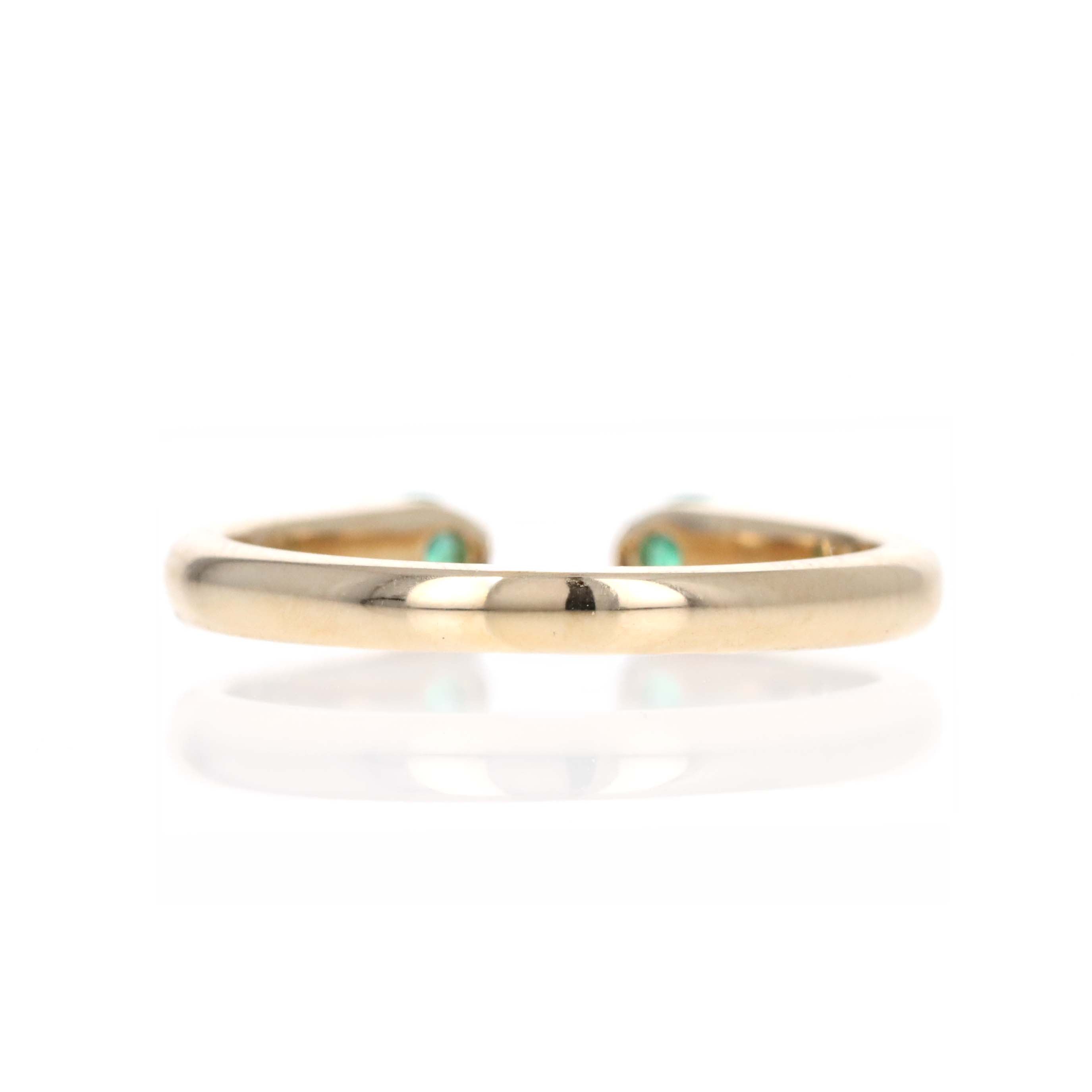 14K Yellow Gold Emerald Open Ring - Queen May