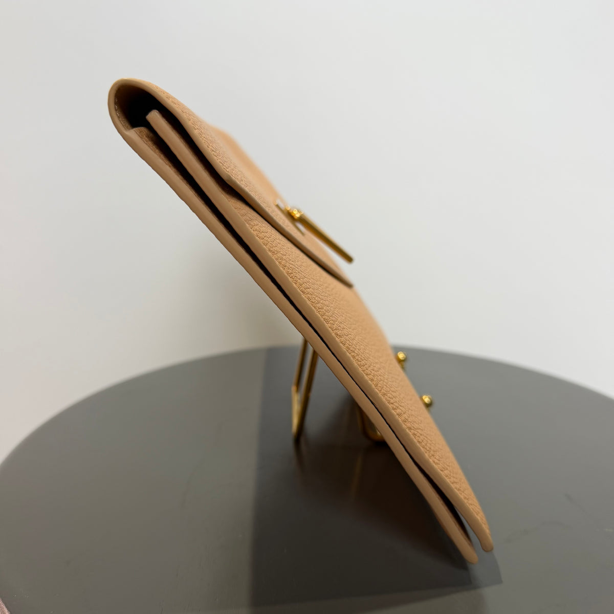 Bottega Veneta Grained Leather Clutch Tan