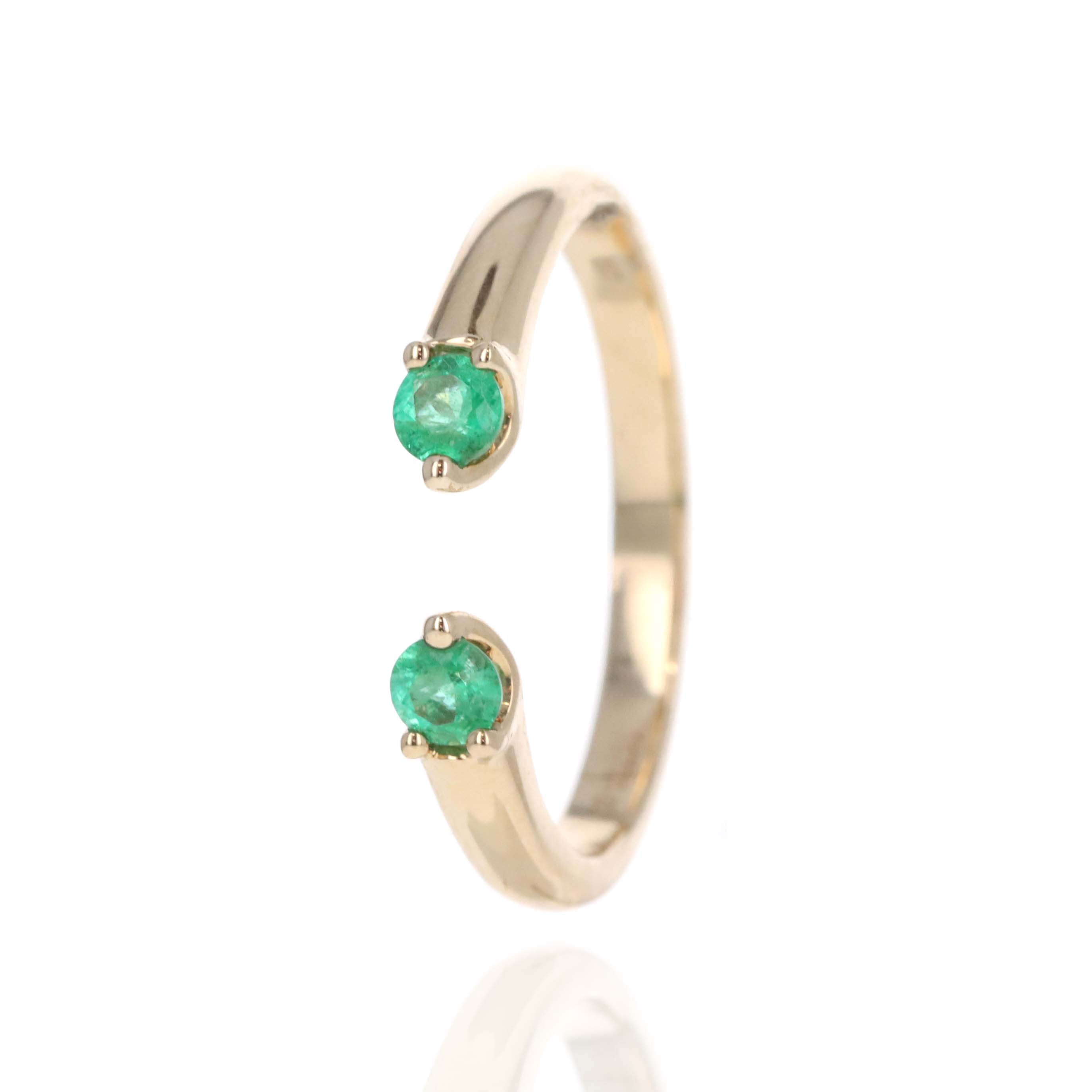 14K Yellow Gold Emerald Open Ring - Queen May