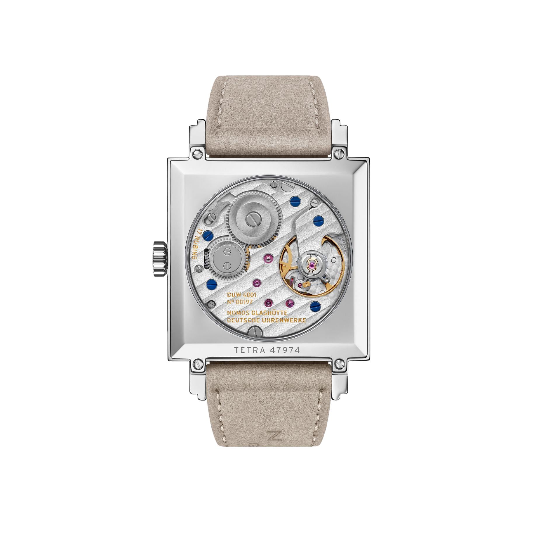 Nomos Glashütte Tetra Salvia Sapphire Crystal Back - Queen May