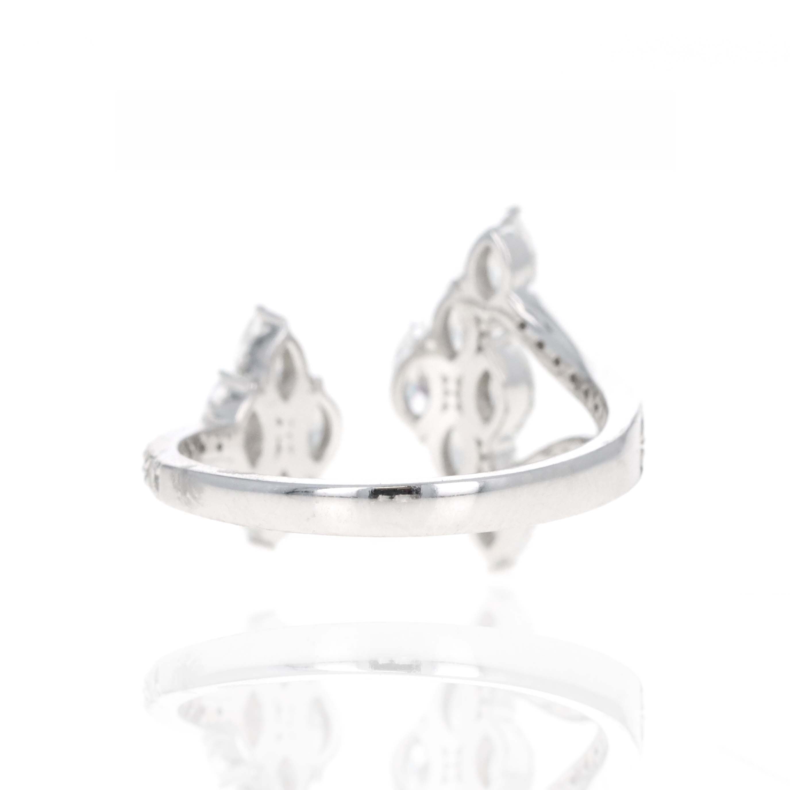 14K White Gold 1.65 Carat Marquise Diamond Cluster Open Ring - Queen May