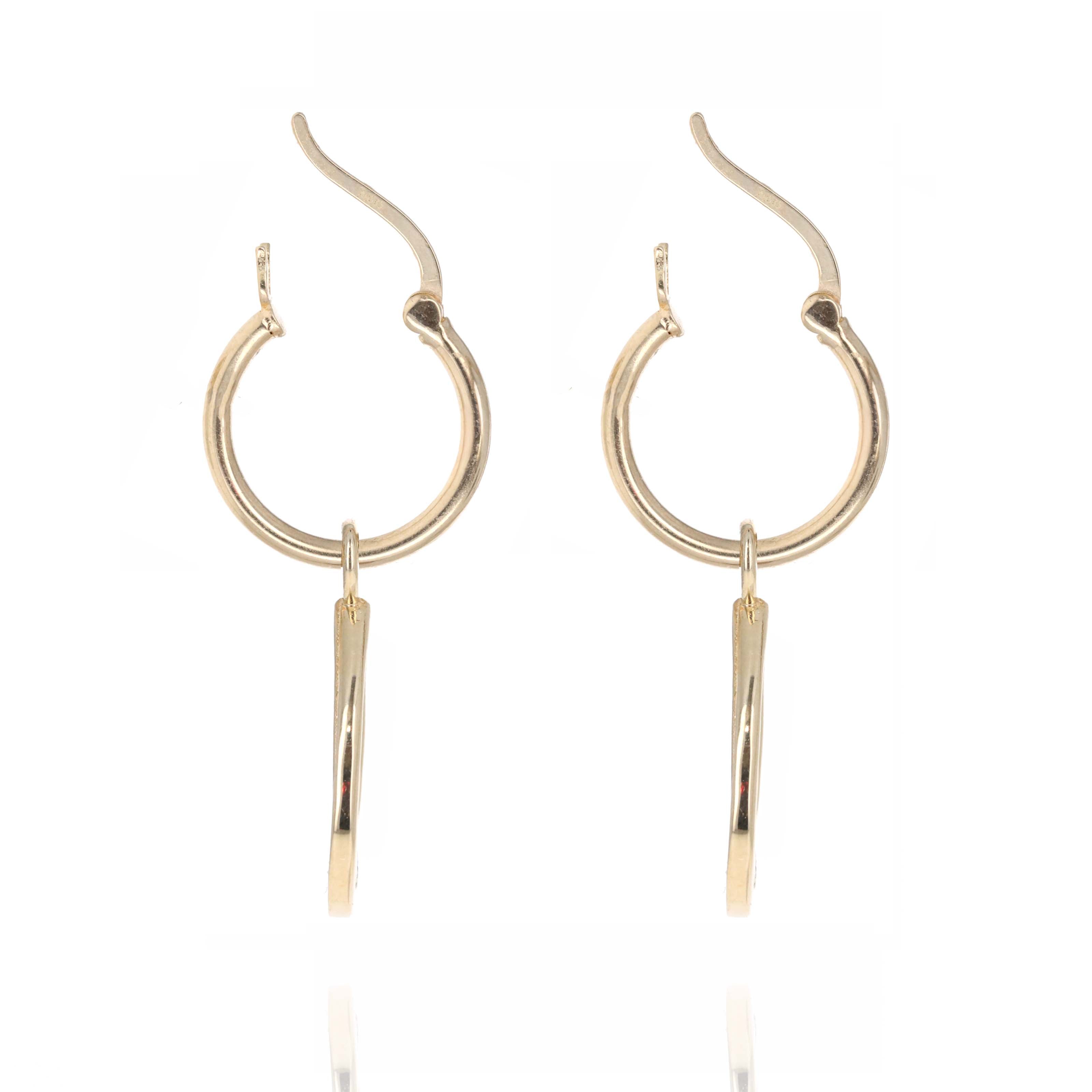 14K Yellow Gold 0.21 Carat Diamond Teardrop Hoop Drop Earrings - Queen May