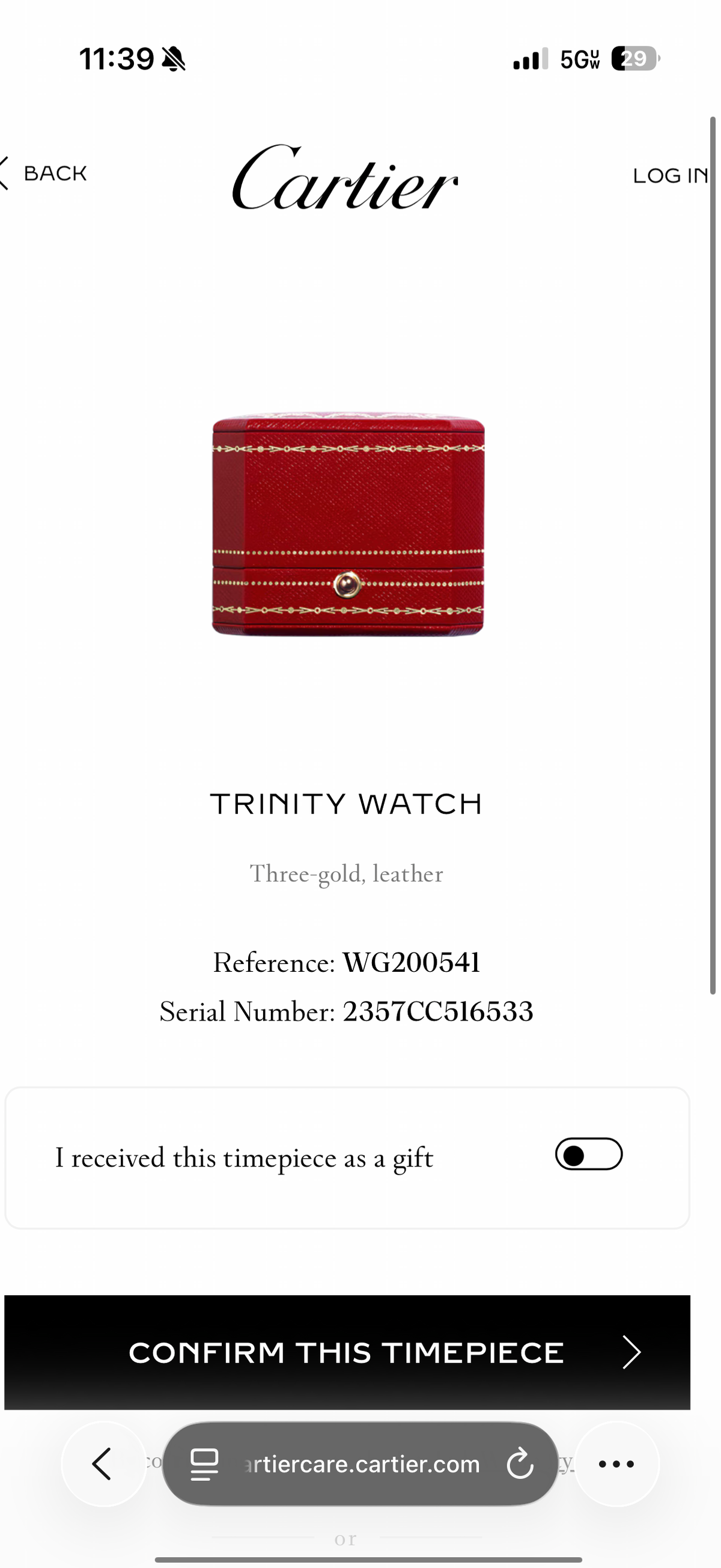 Cartier Trinity Tri Color 18K Gold Diamond Set 27MM Quartz Movement Leather Strap Watch Ref. WG200541 - Queen May