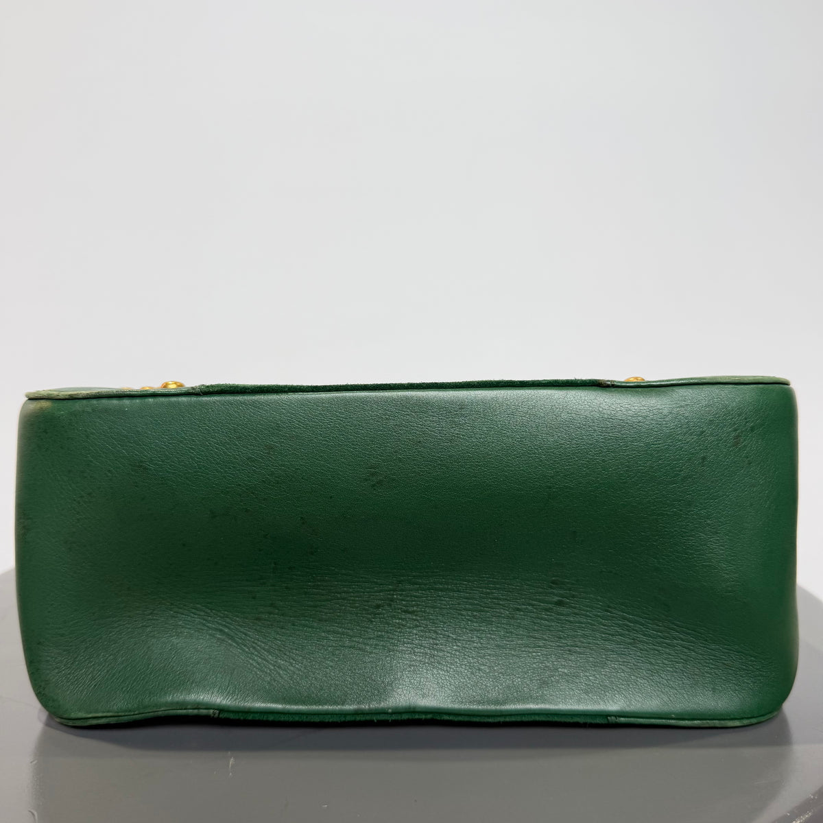 Vintage Celine Top Handle Suede Box Bag Forest Green