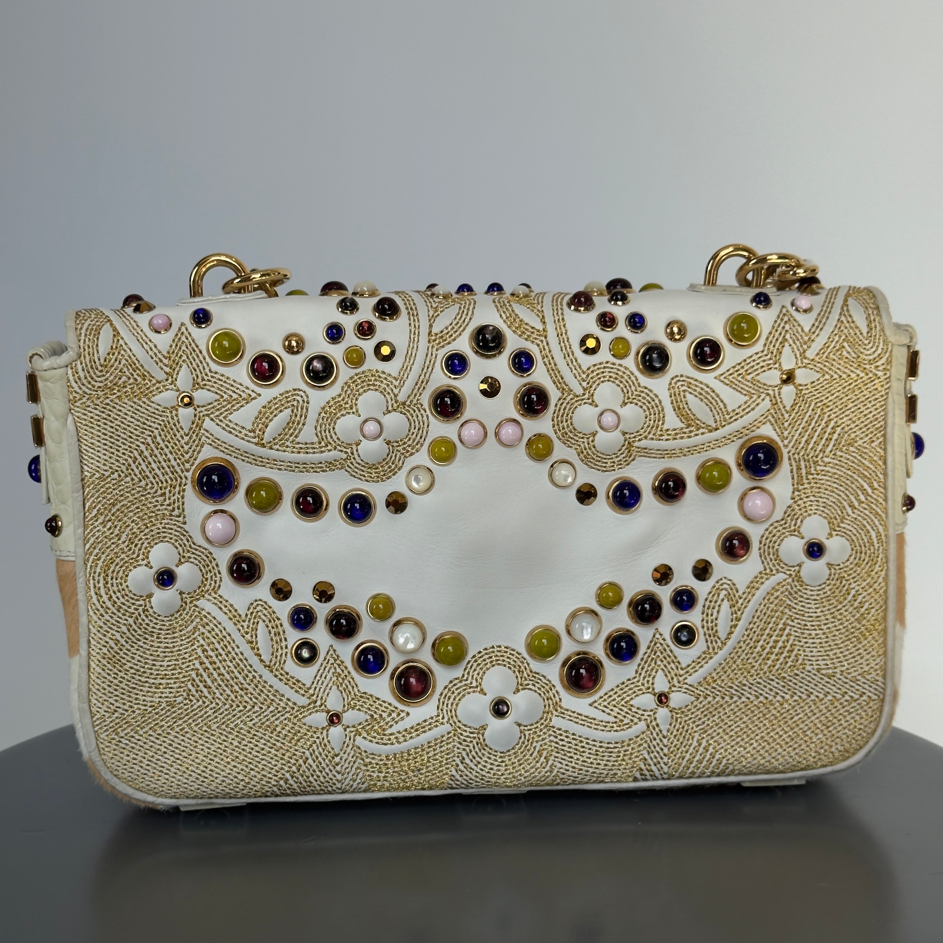 Rare Limited Edition Louis Vuitton Les Extraordinaires Tupelo 2006 Marc Jacobs Alligator, Pony Hair, Cabochon Details