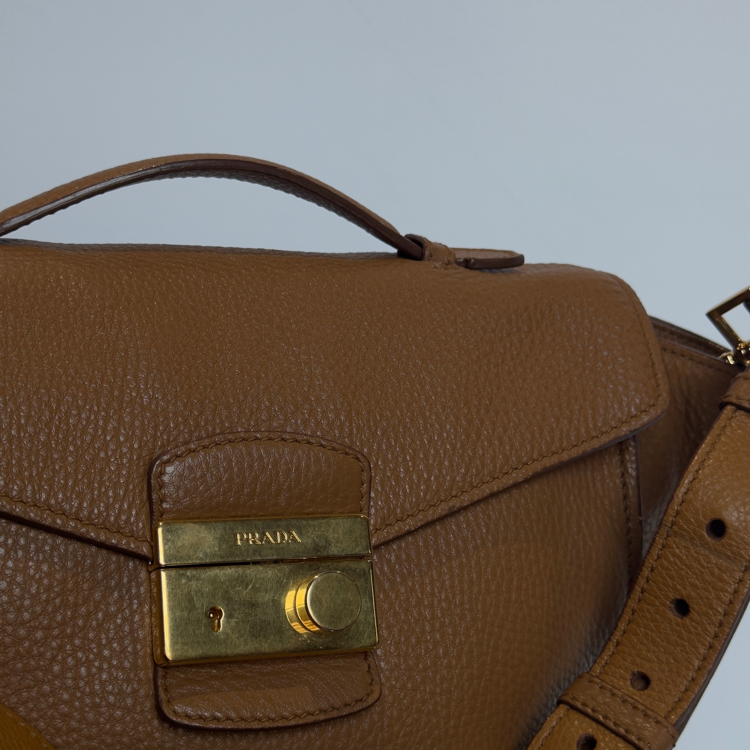 Prada Brown Leather Top Handle Bag