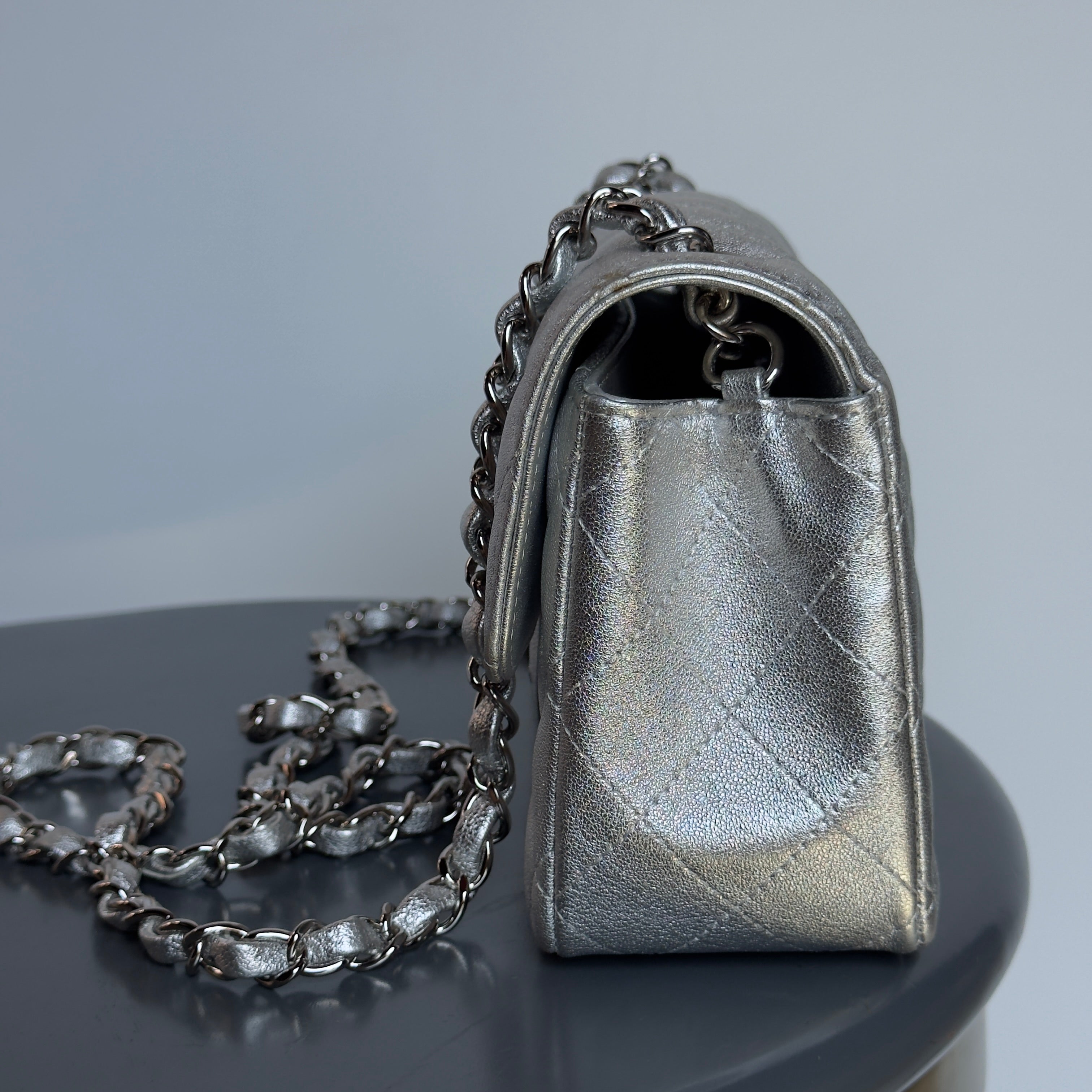 Chanel Metallic Rectangular Flap Silver - Queen May