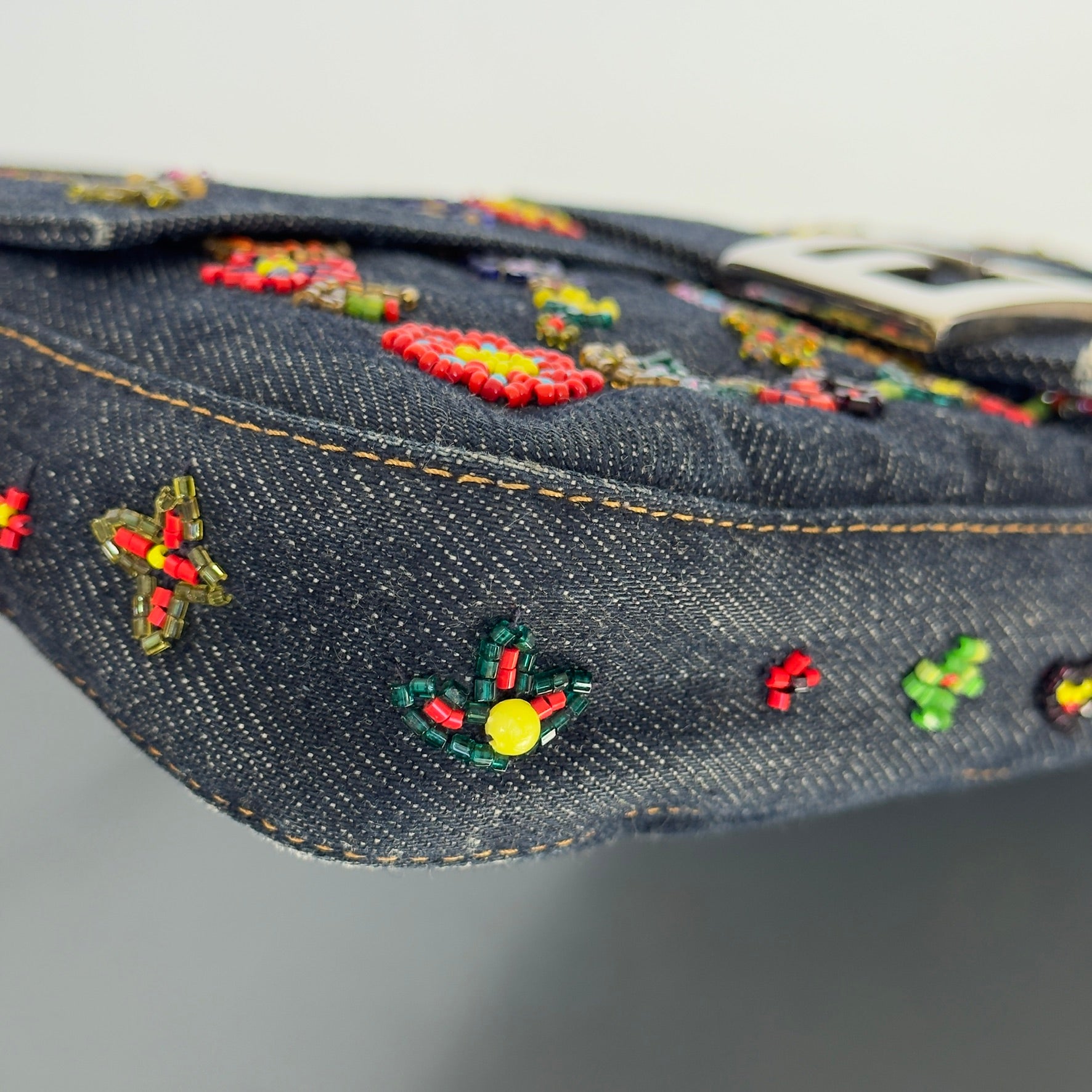 Rare Fendi Denim Beaded Baguette - Queen May