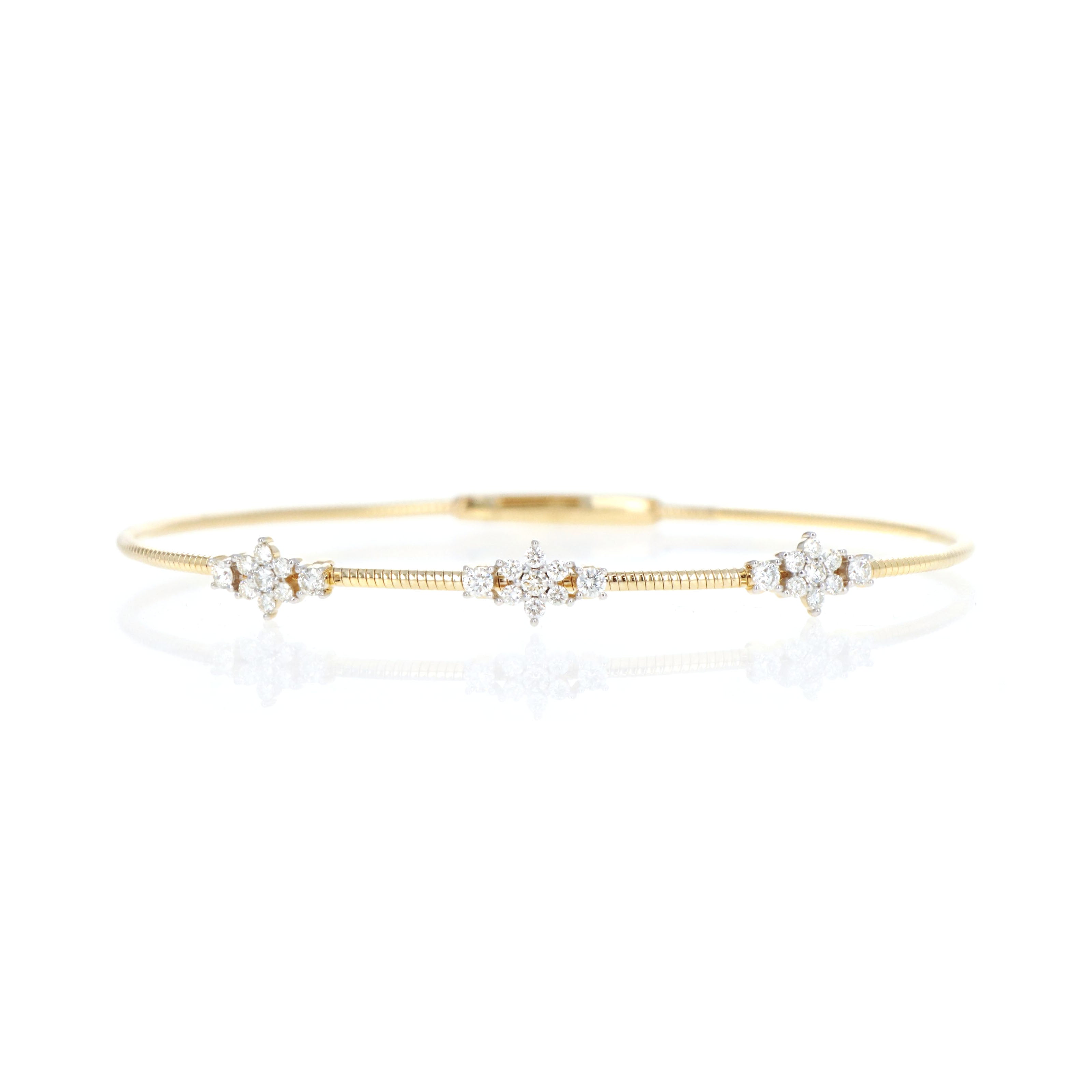 14K Yellow Gold 0.50 Carat Round Brilliant Diamond Bangle