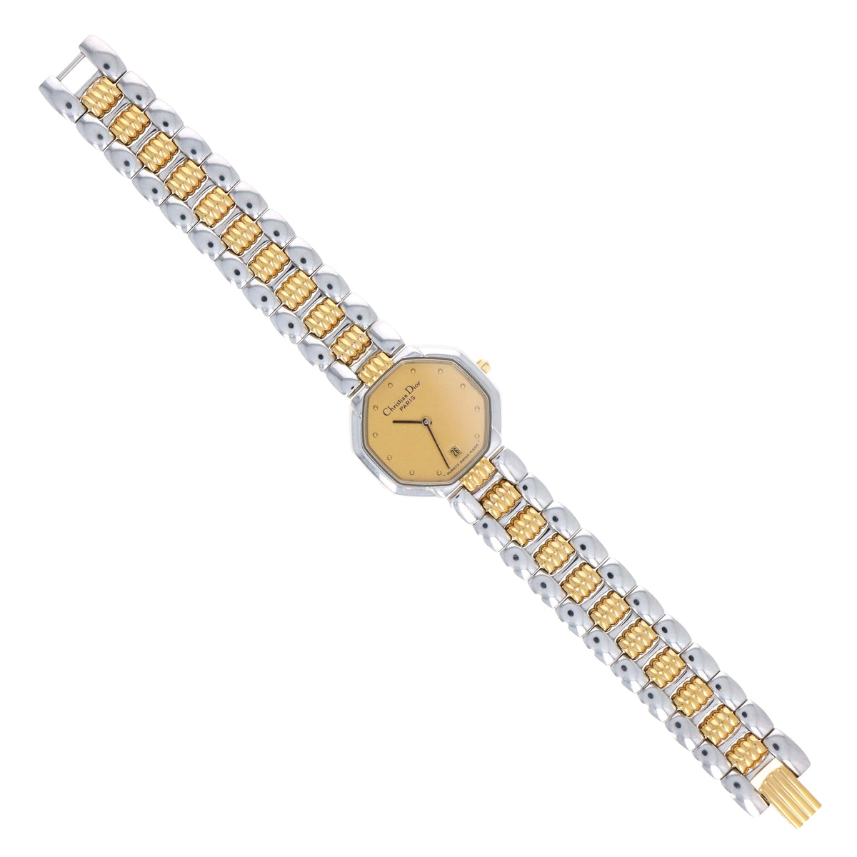 Christian Dior Two Tone Octagon Watch Gold Face