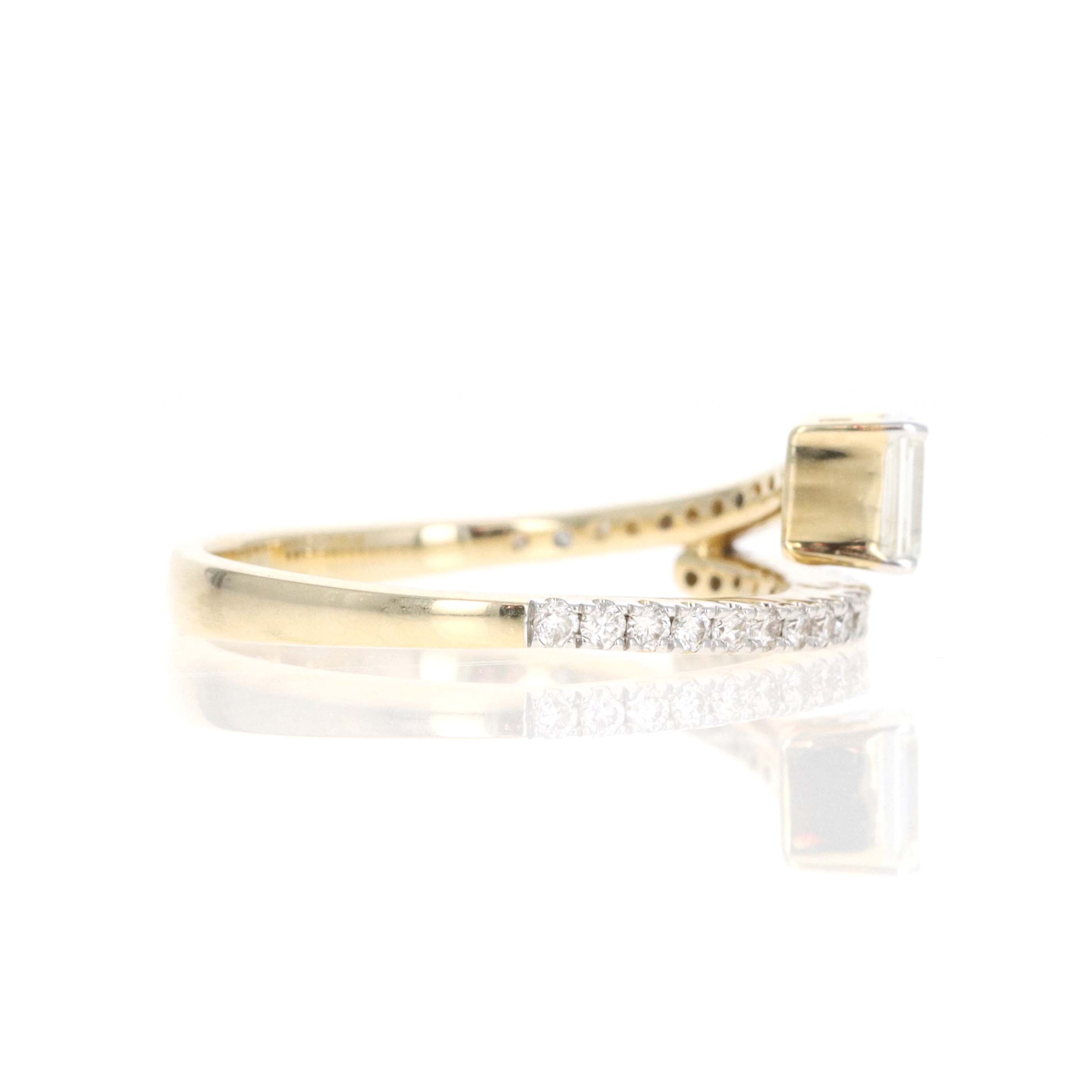 14K Yellow Gold Emerald Diamond Wrap Ring - Queen May