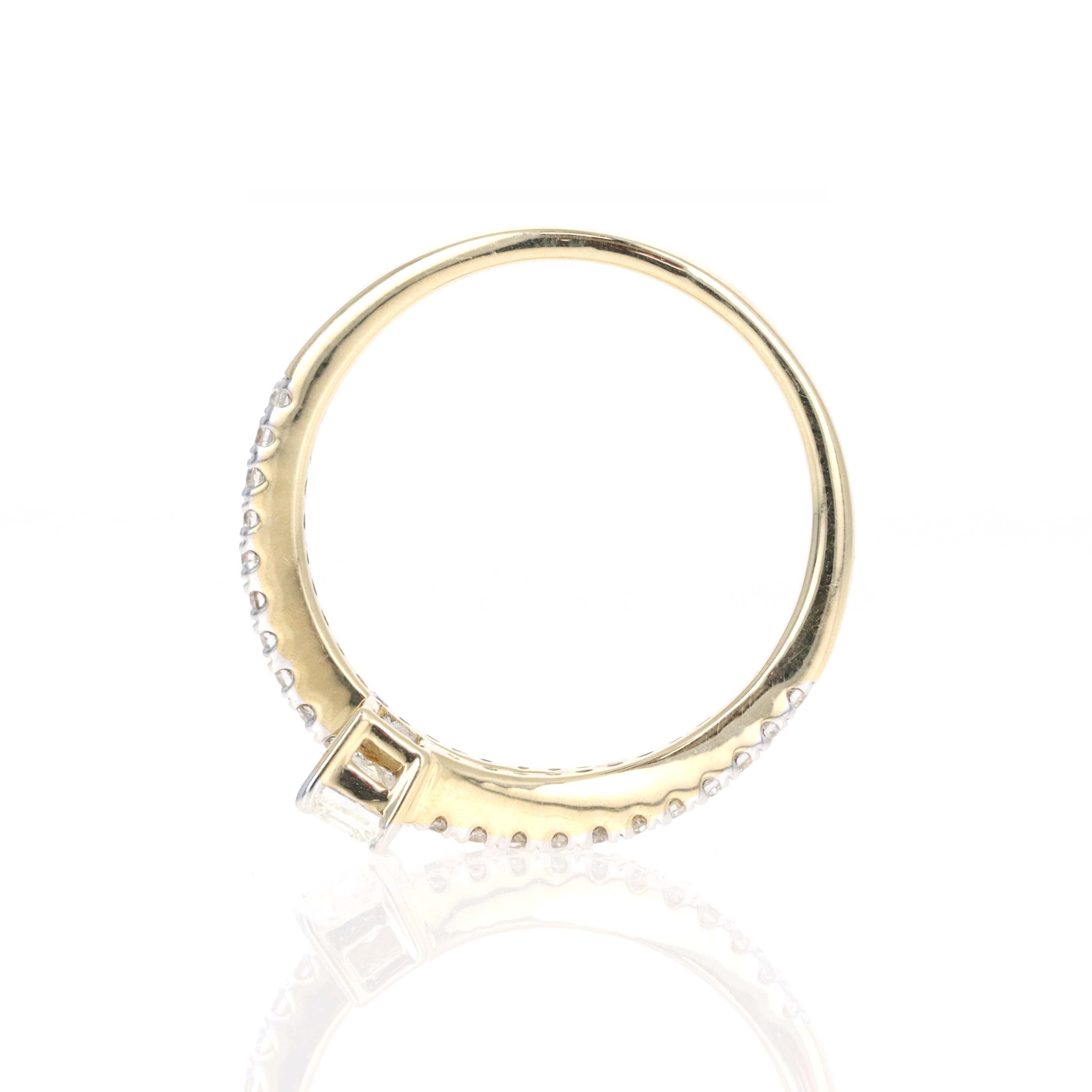 14K Yellow Gold Emerald Diamond Wrap Ring - Queen May