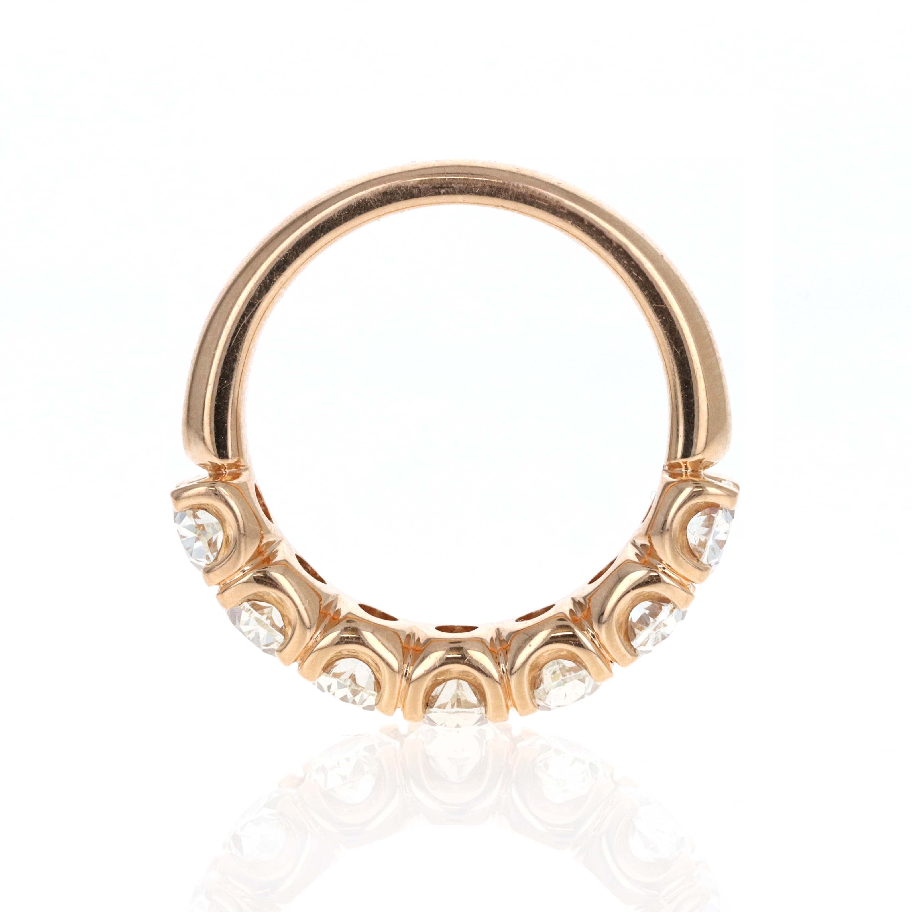 18K Rose Gold 3.05 Carat Oval Diamond Half Eternity Band