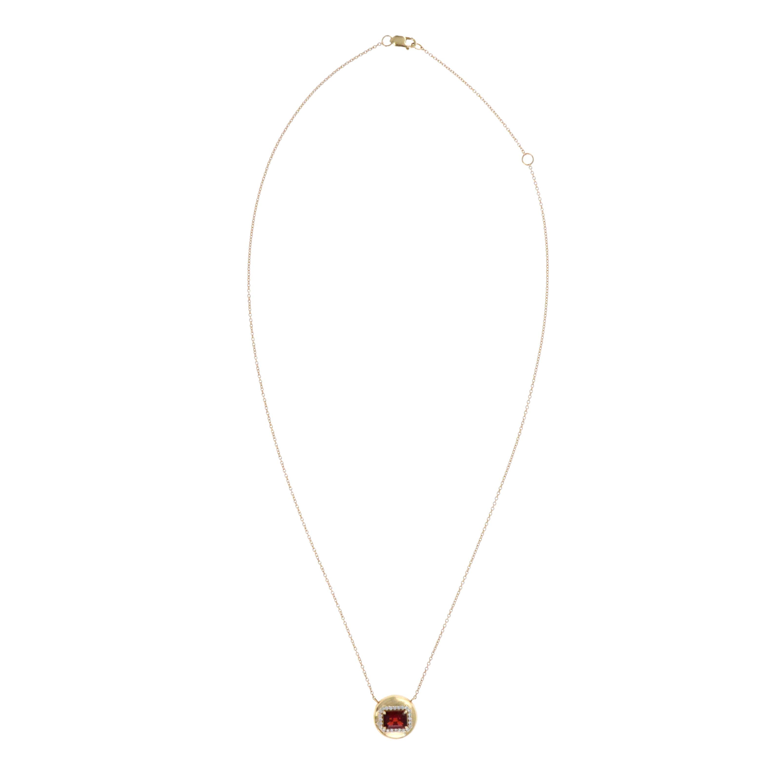 Stephanie Gottlieb 14K Yellow Gold Garnet & Diamond "Mini Candy Button" Pendant Necklace - Queen May