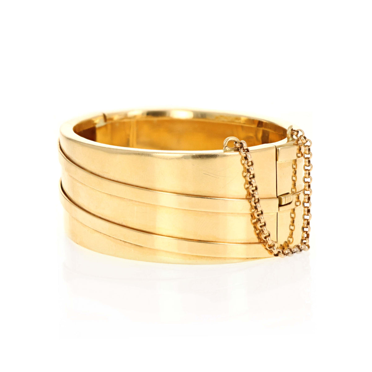 14K Yellow Gold Wide Spiral Embossed Bangle