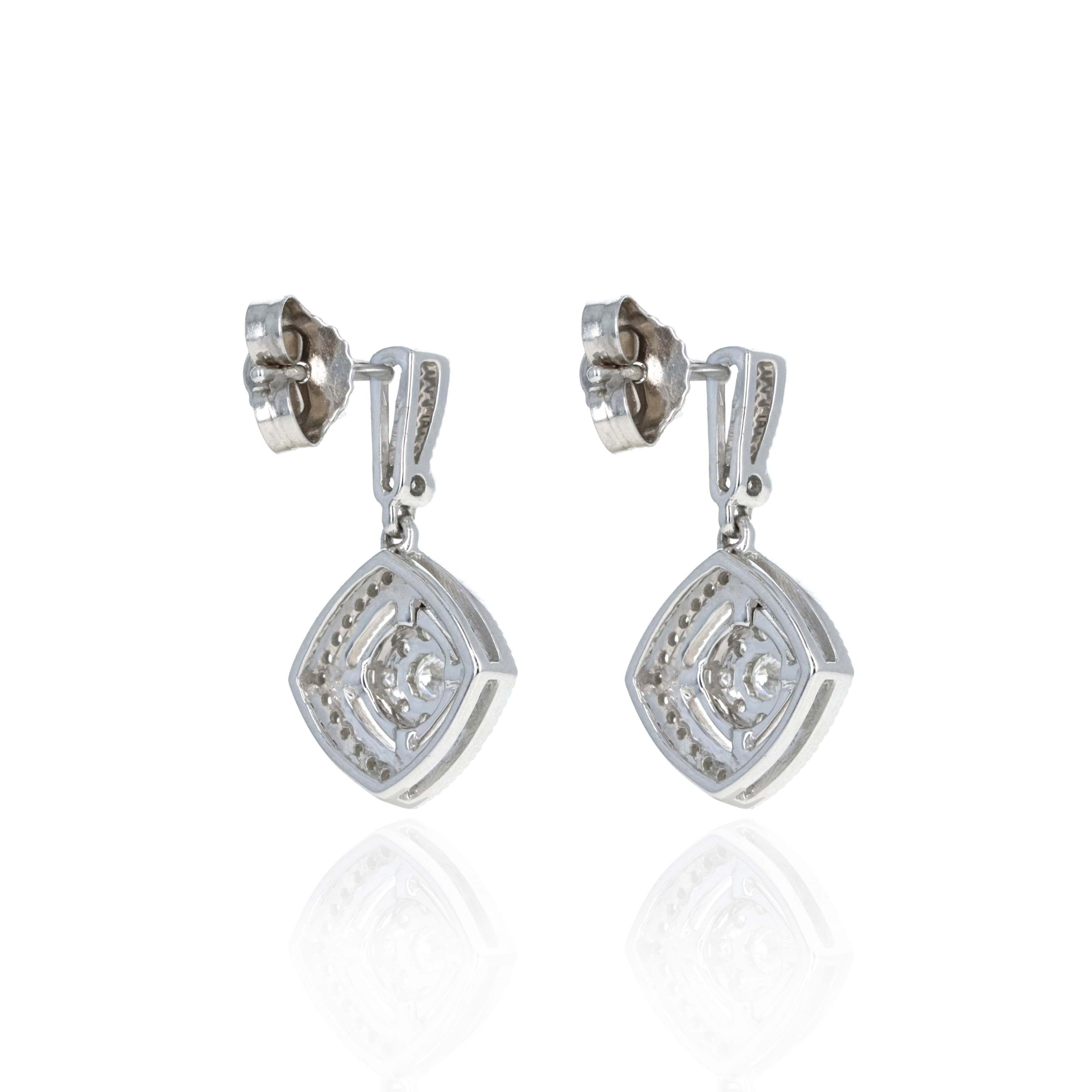 14K White Gold 0.50 Carat Diamond Drop Earrings - Queen May