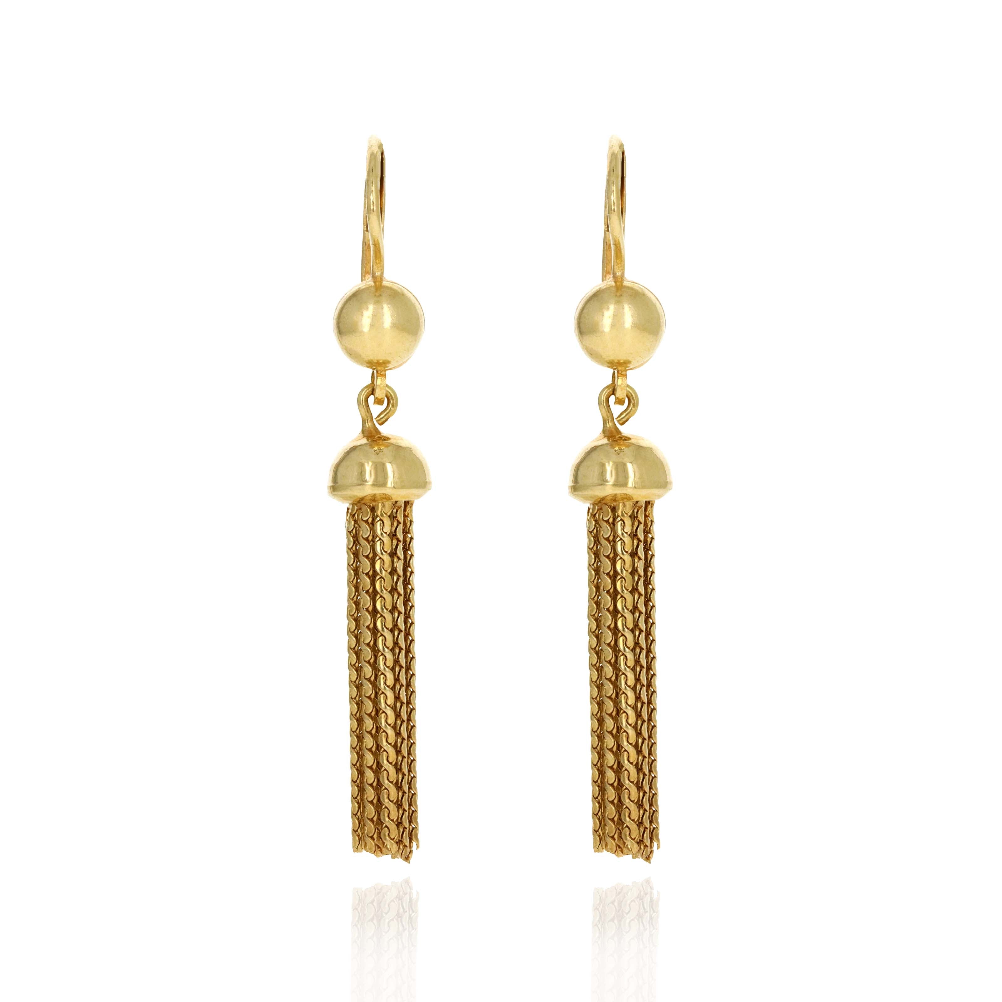 18K Yellow Gold Tassel Earrings - Queen May