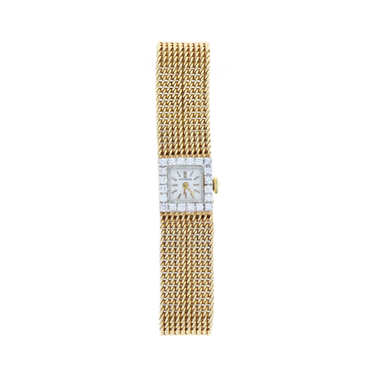 Vintage 14K Yellow Gold Movado Diamond Watch