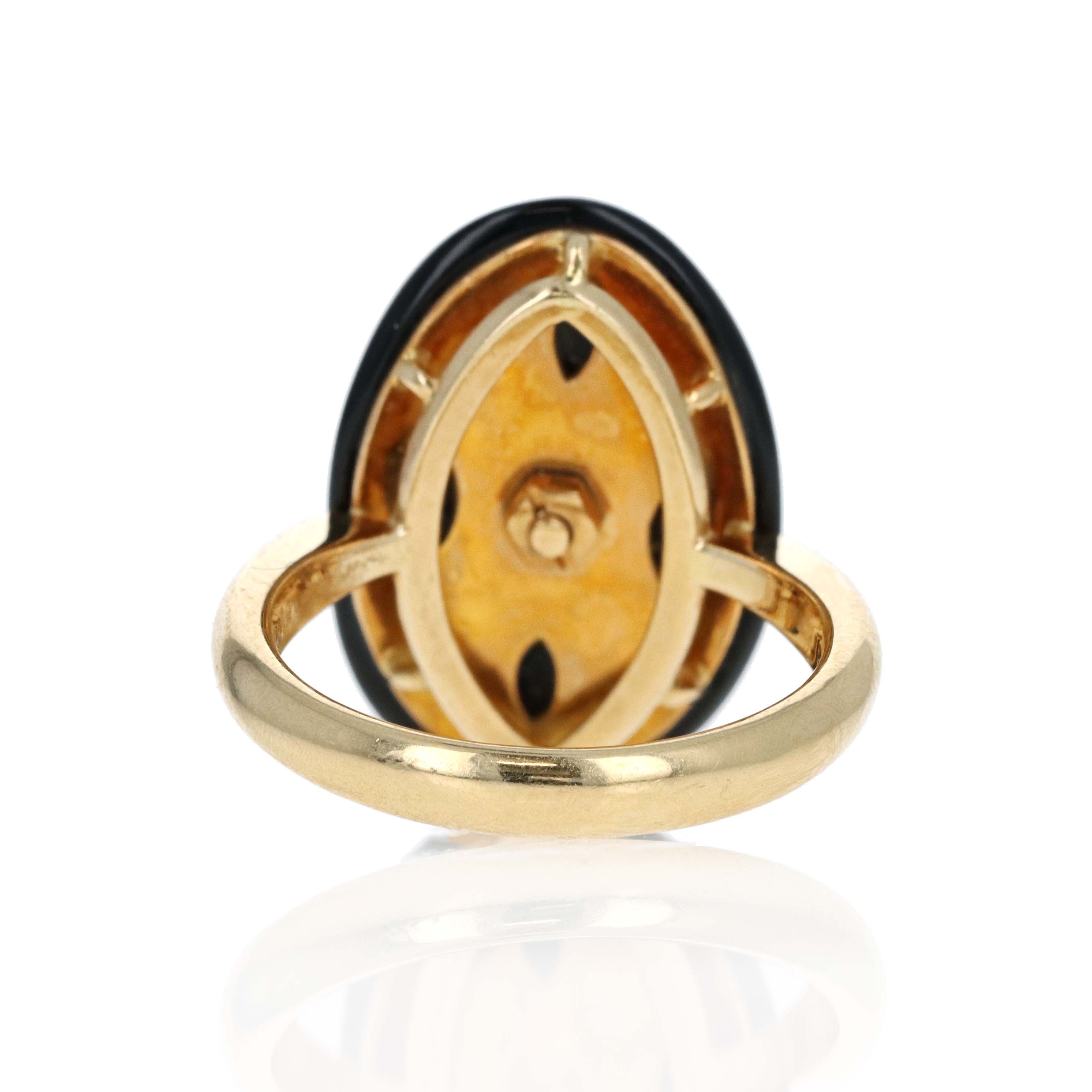 18K Yellow Gold 1.08 Carat Fancy Light Yellow Marquise Diamond Onyx Engagement Ring - Queen May