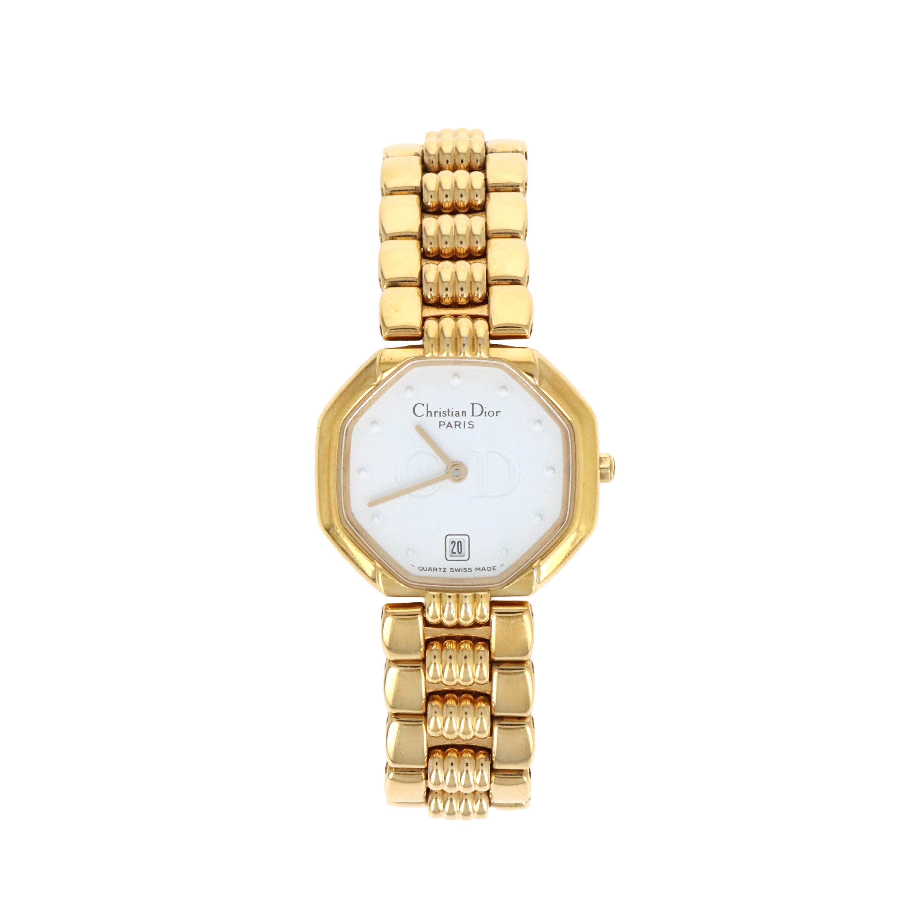 Dior White Dial Octagon D48-153 Link Watch - Queen May