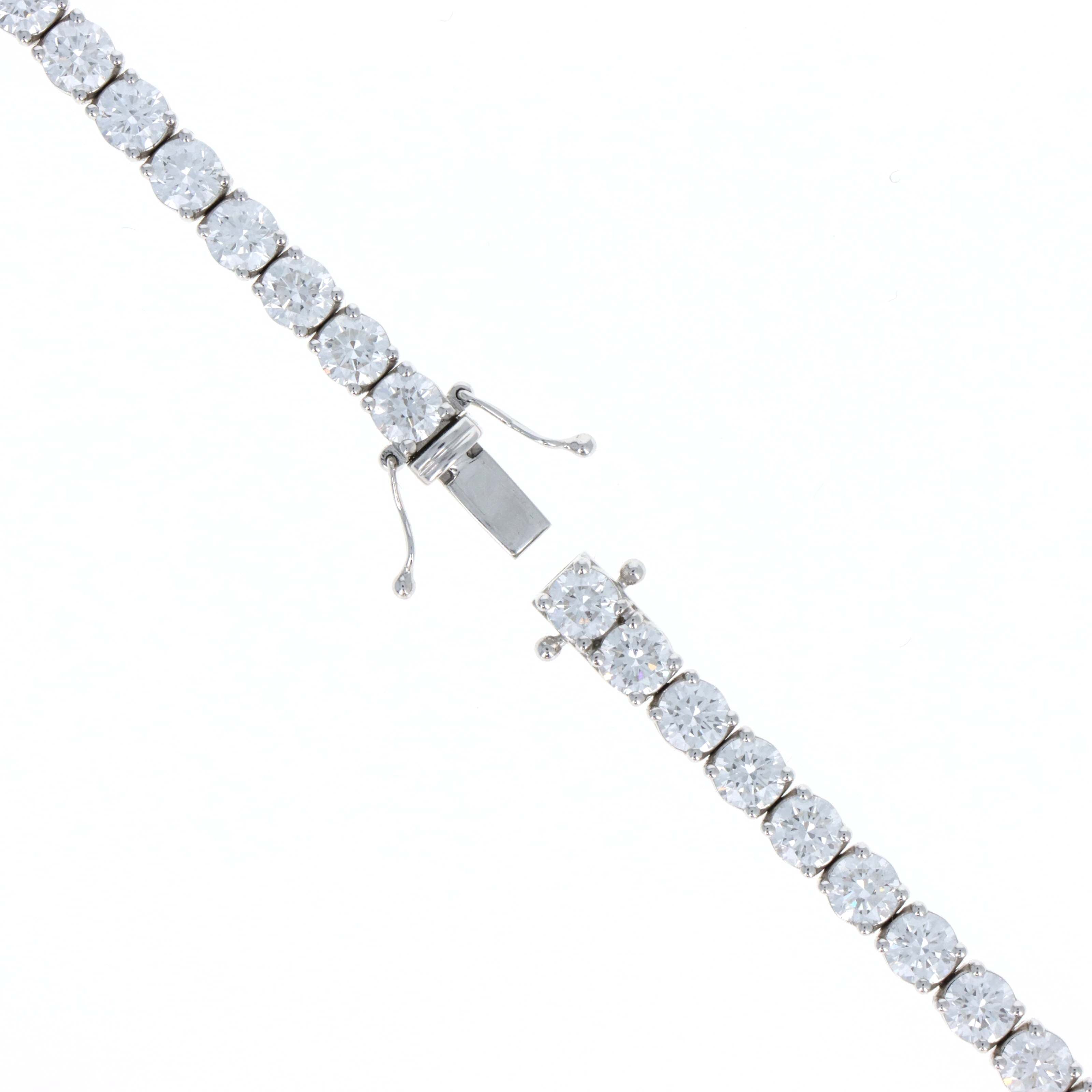 Lab Grown 29.5 Carat Round Diamond Tennis Necklace 14K White Gold - Queen May