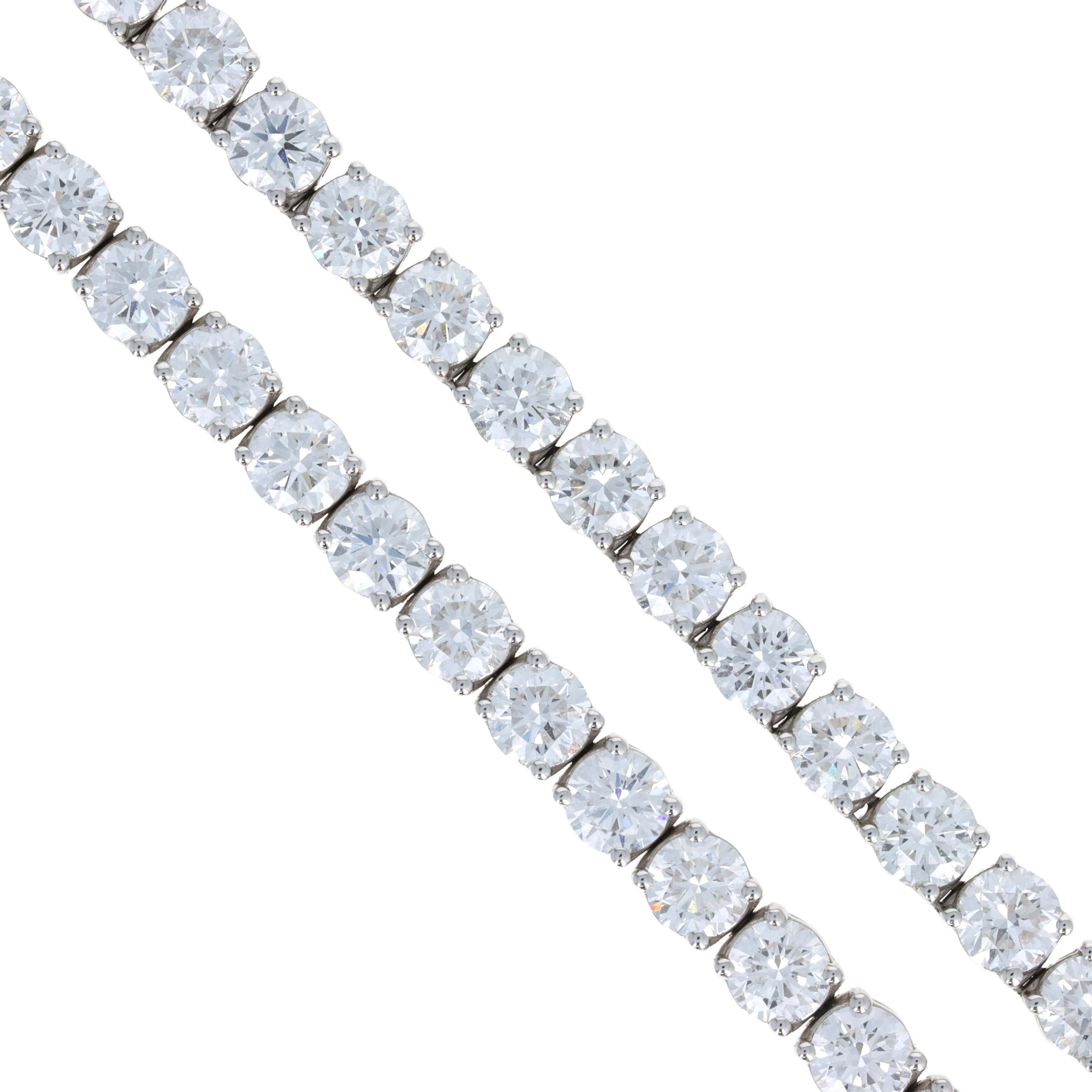 Lab Grown 29.5 Carat Round Diamond Tennis Necklace 14K White Gold - Queen May