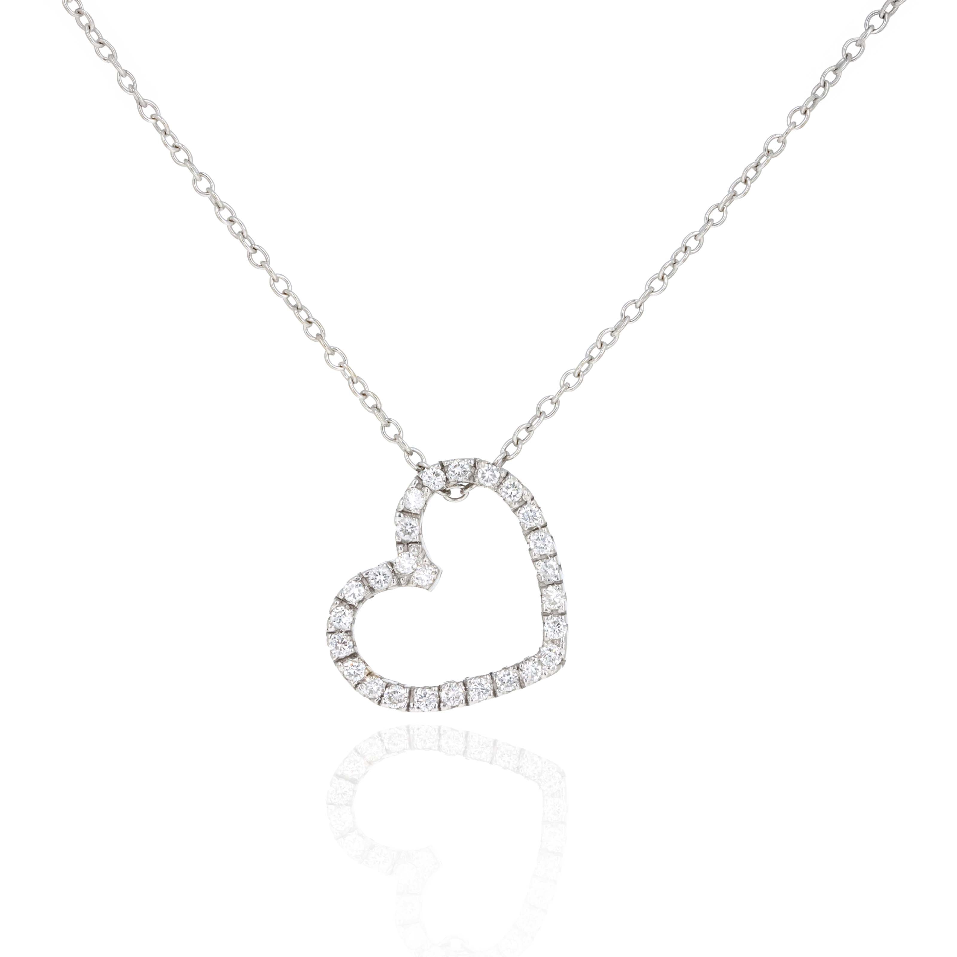 18K White Gold 0.08 Carat Diamond Heart Pendant Necklace - Queen May