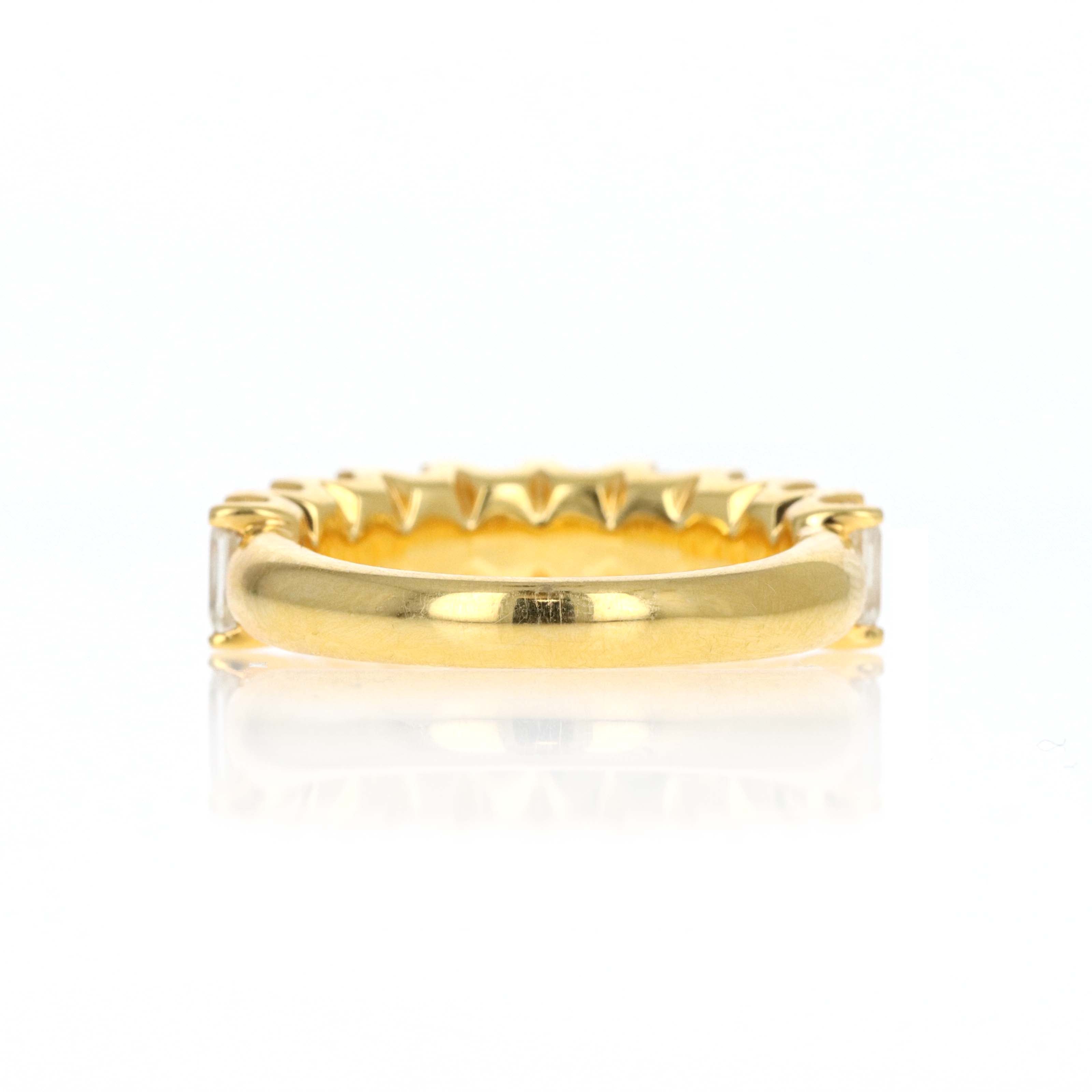 18K Yellow Gold 3.12 Carat Emerald Diamond Half Eternity Band