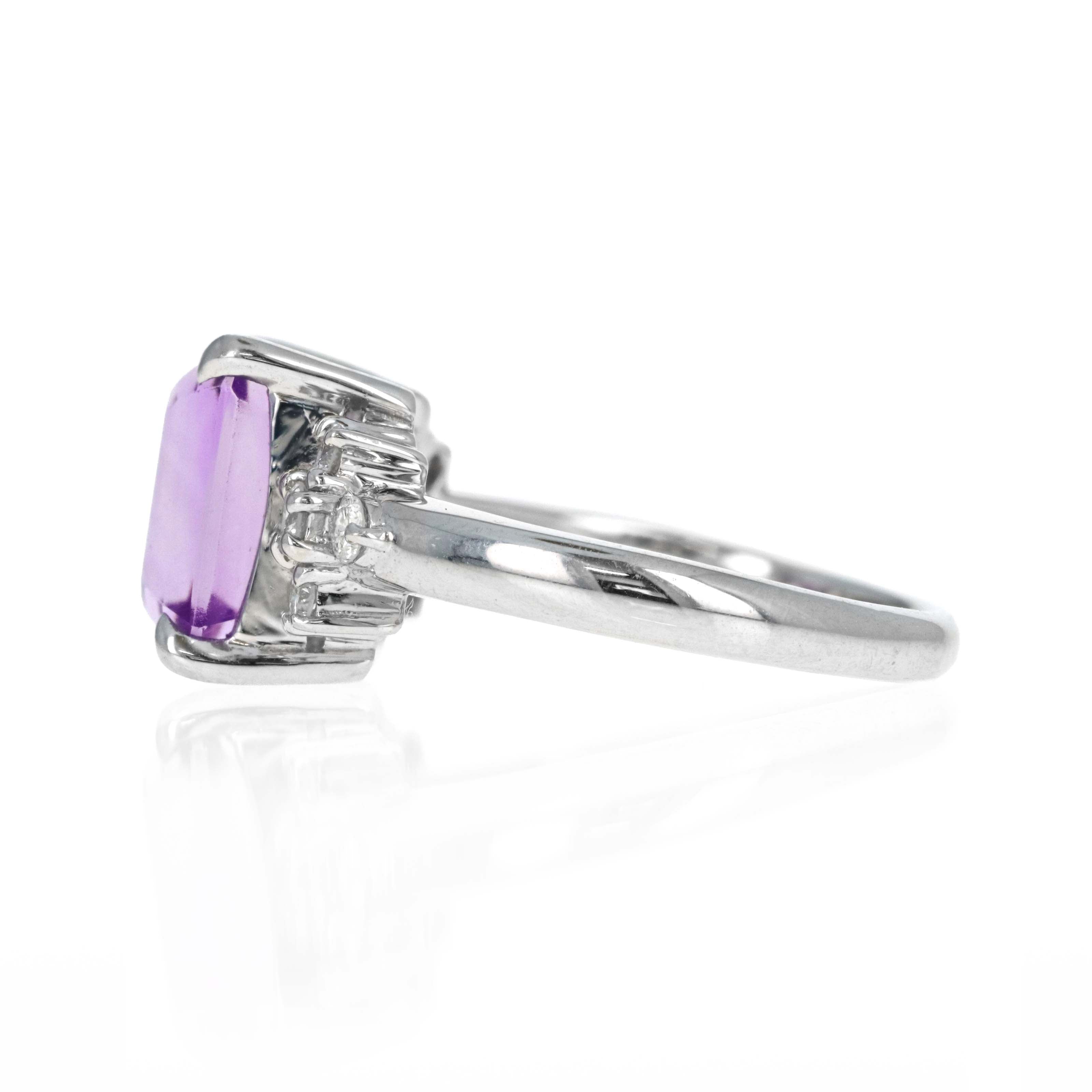 Platinum 3.55 Carat Amethyst Diamond Accented Ring - Queen May