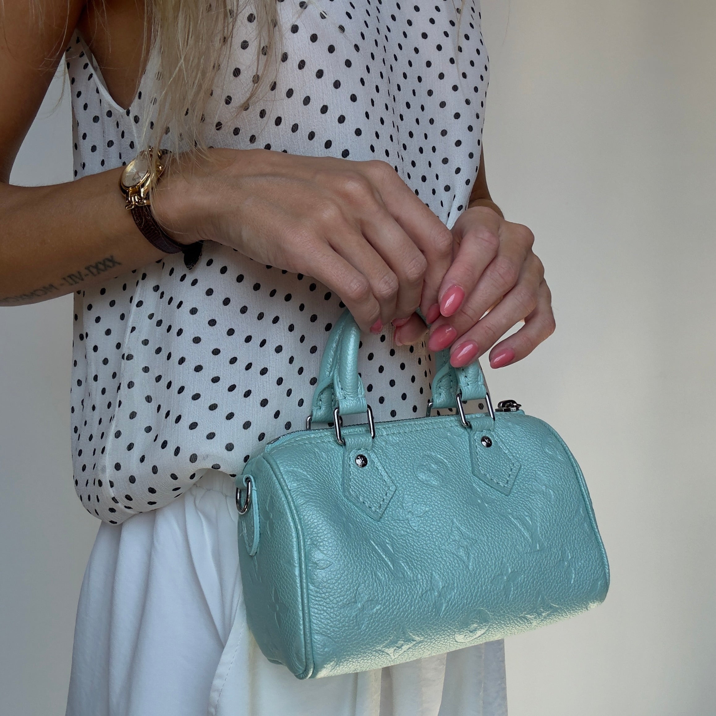 Louis Vuitton Empreinte Monogram Nano Speedy Pearly Lagoon Turquoise