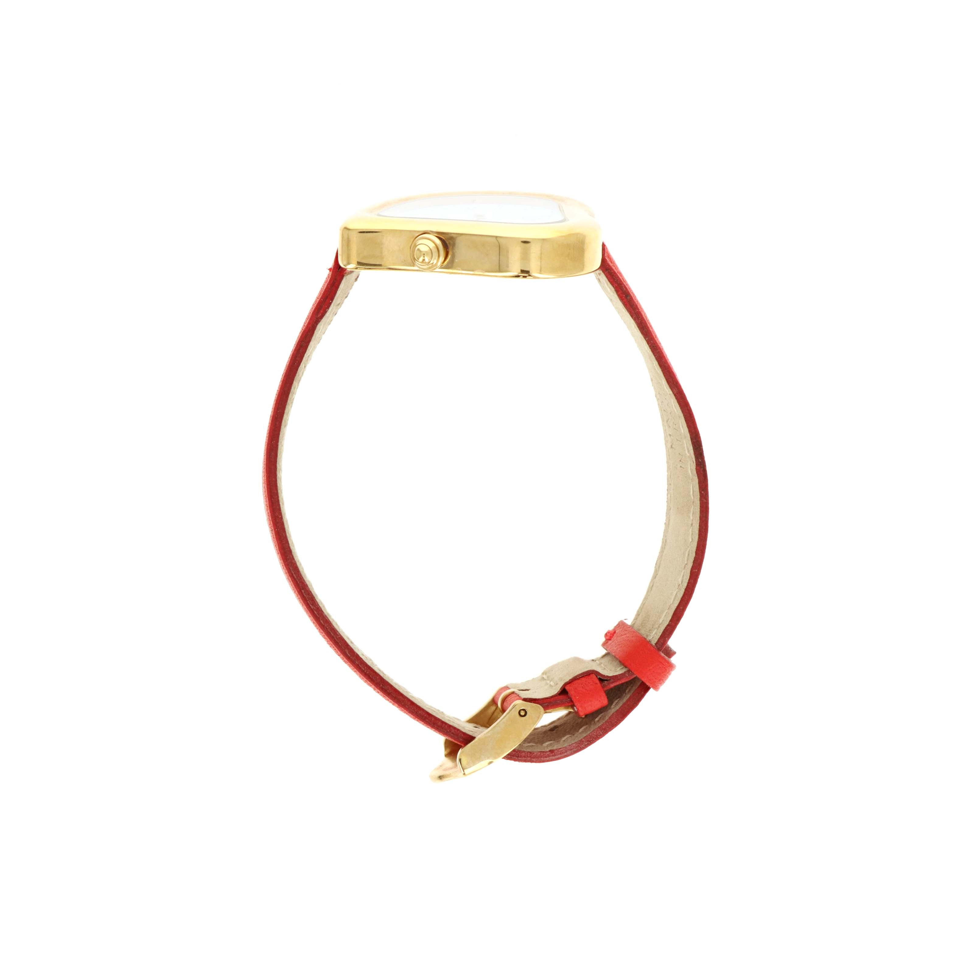 Vintage Rare Yves Saint Laurent Heart Watch with Red Leather Strap - Queen May