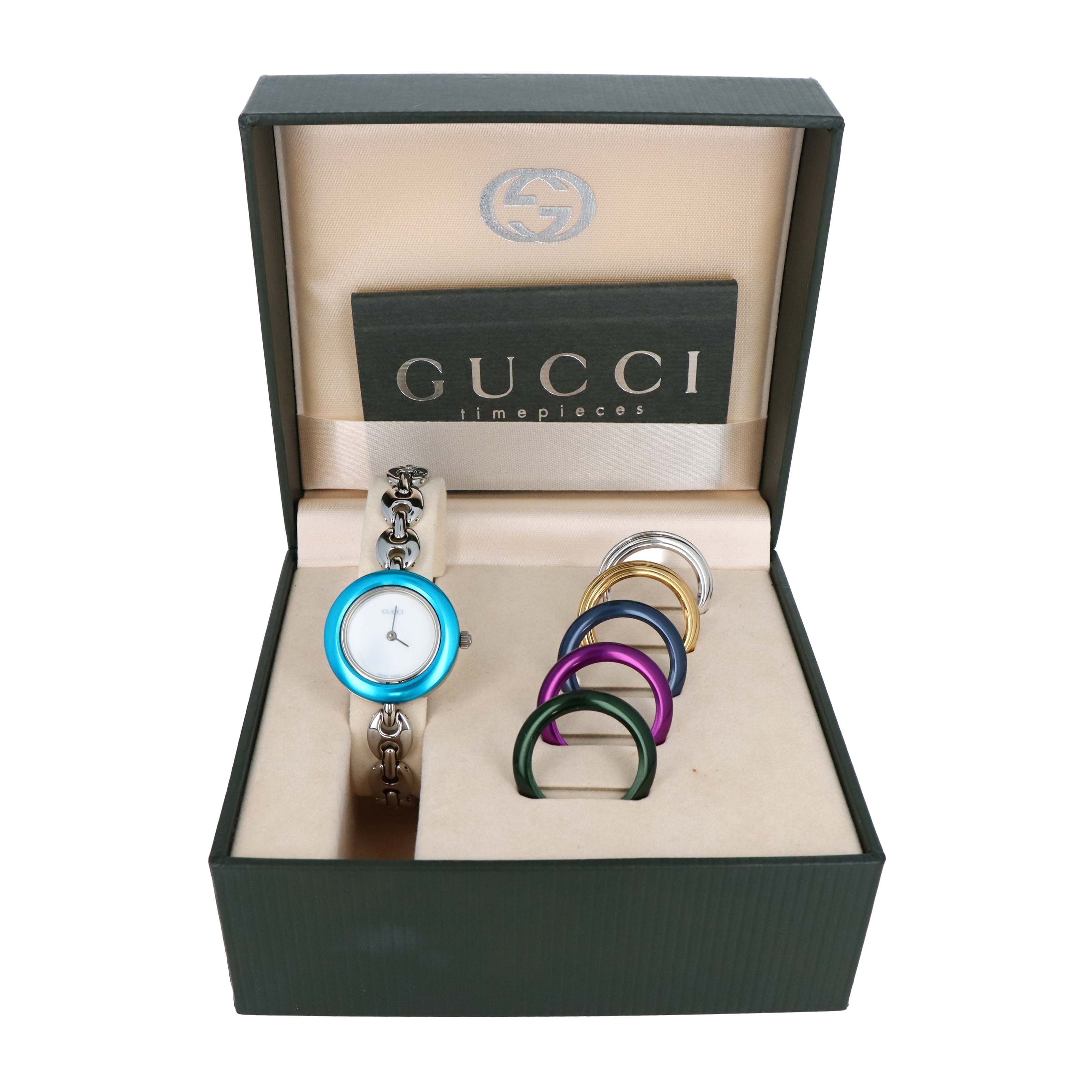 Vintage Gucci Silver Mariner Link Interchangeable Bezel Watch - Queen May