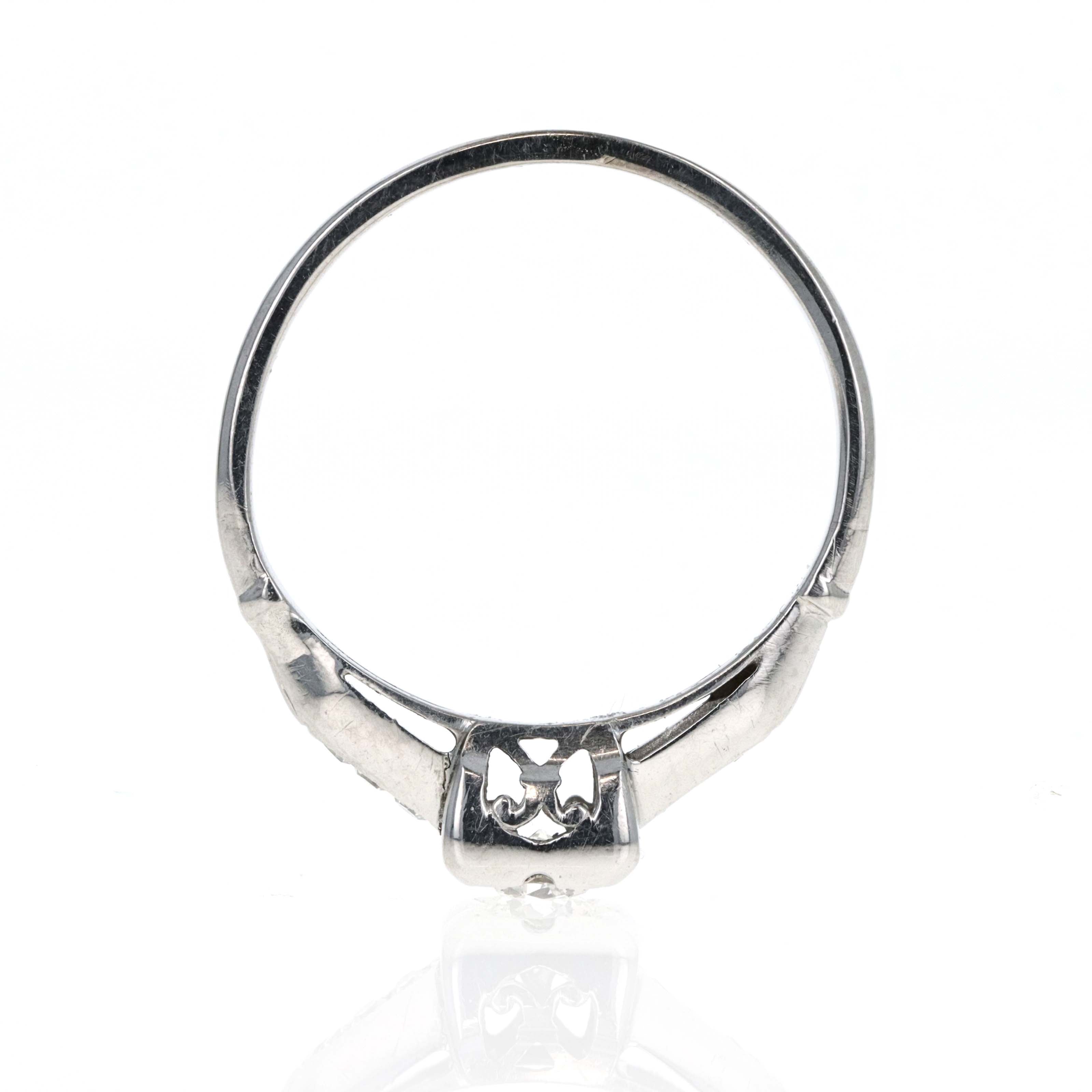 Art Deco 14K Gold 0.10 Carat Old European Diamond Engagement Ring