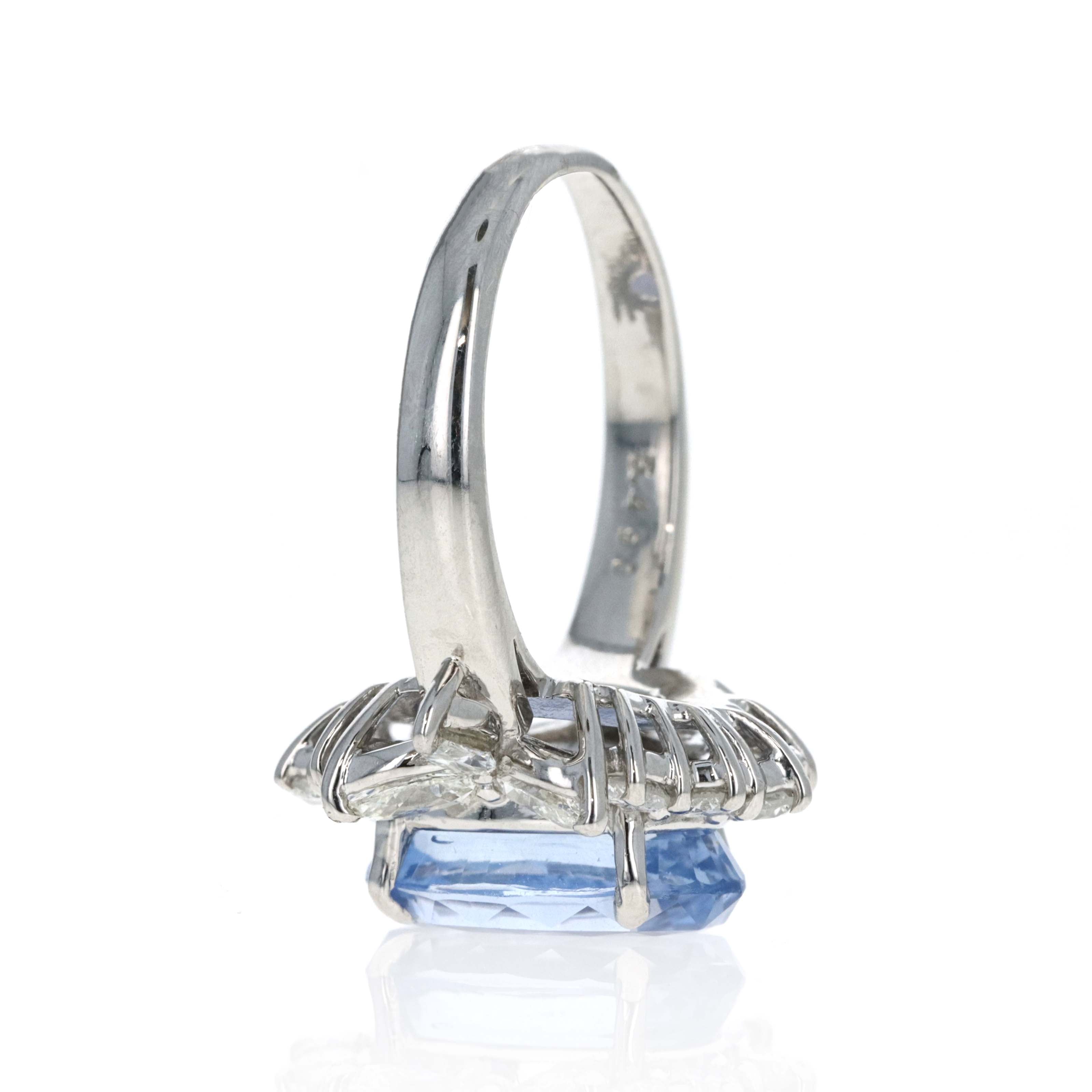 Platinum 5.49 Carat Oval Sapphire Diamond Marquise Halo Ring - Queen May