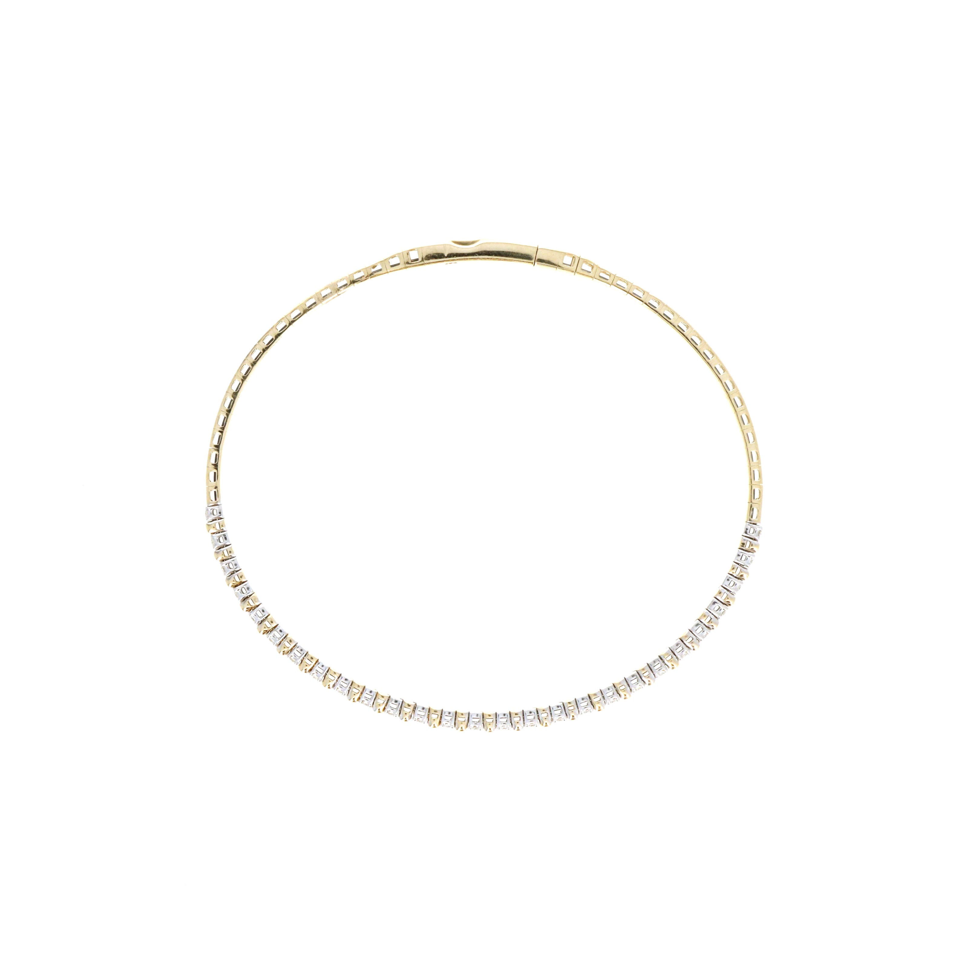 14K Gold Two Tone 0.27 Carat Round Brilliant Diamond Bangle