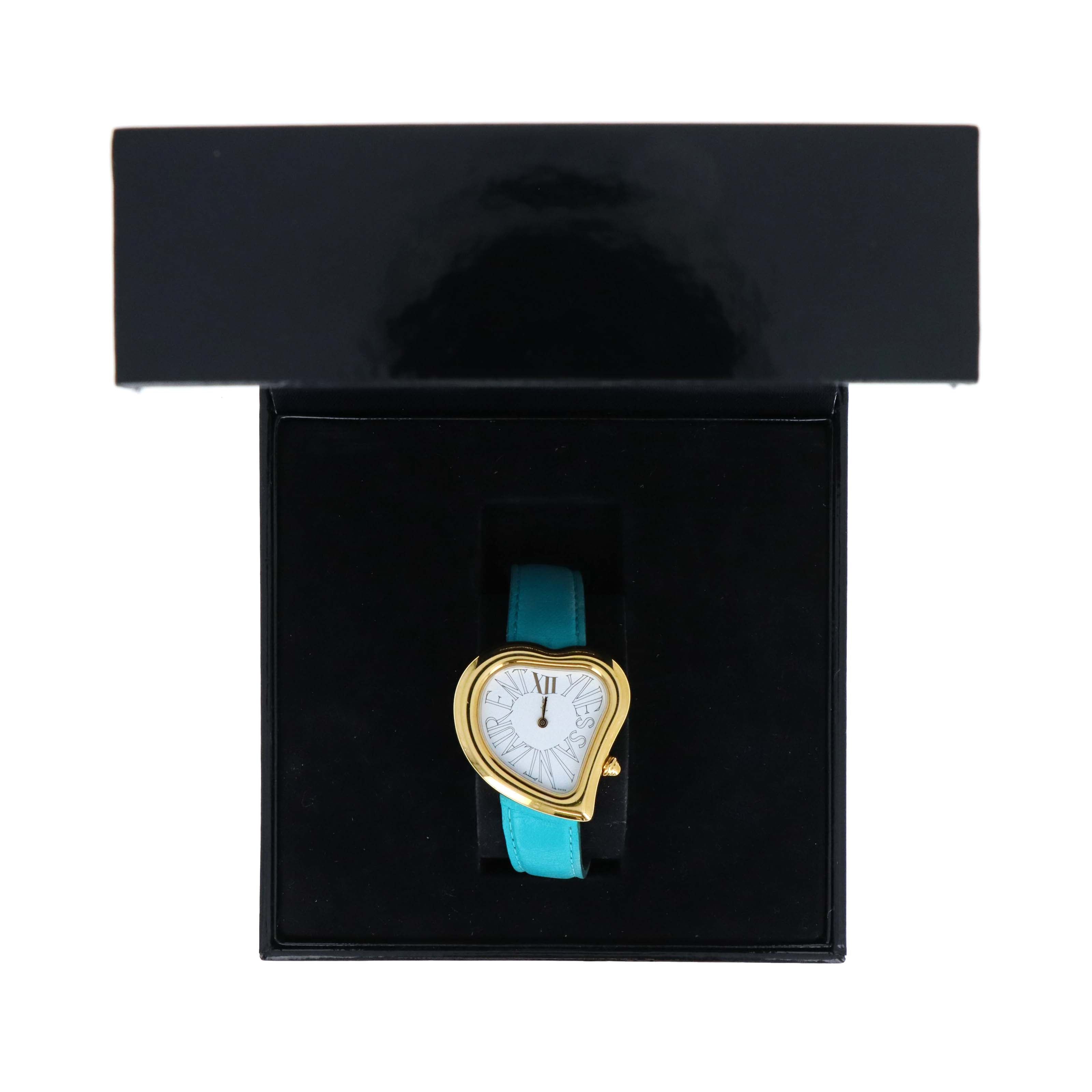 Vintage Yves Saint Laurent Teal Heart Watch