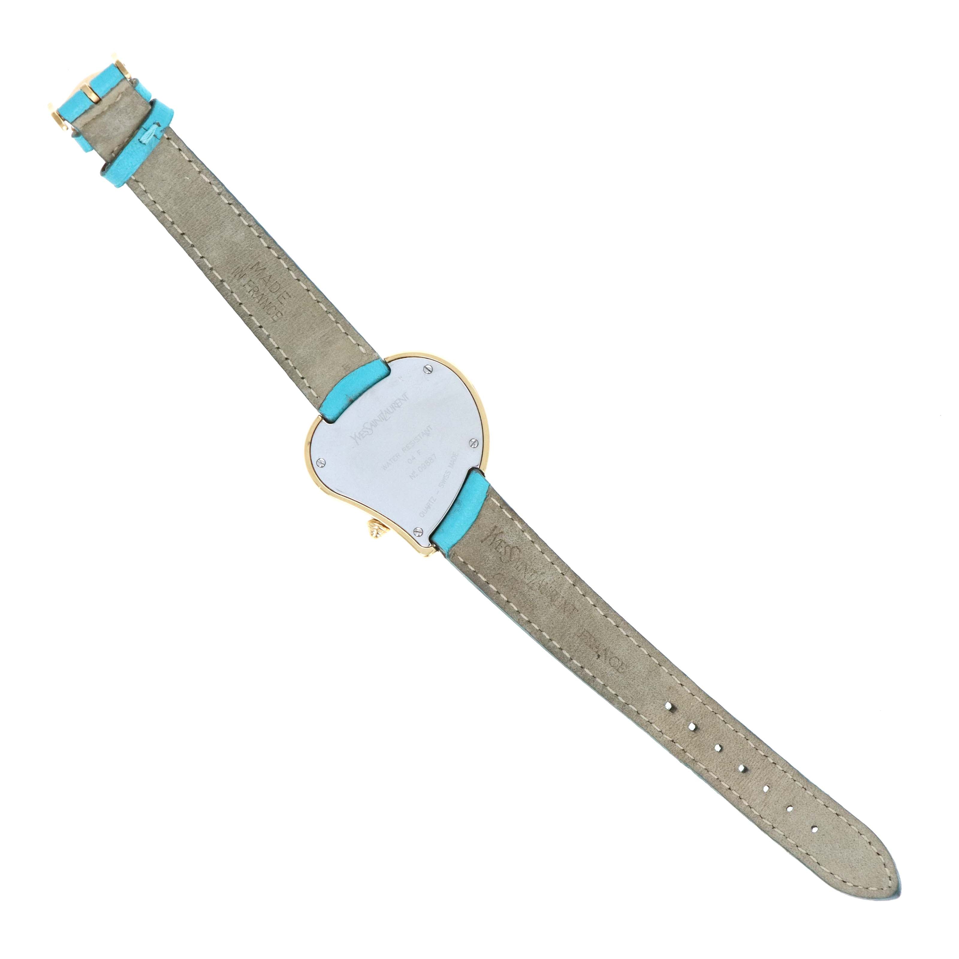 Vintage Yves Saint Laurent Teal Heart Watch